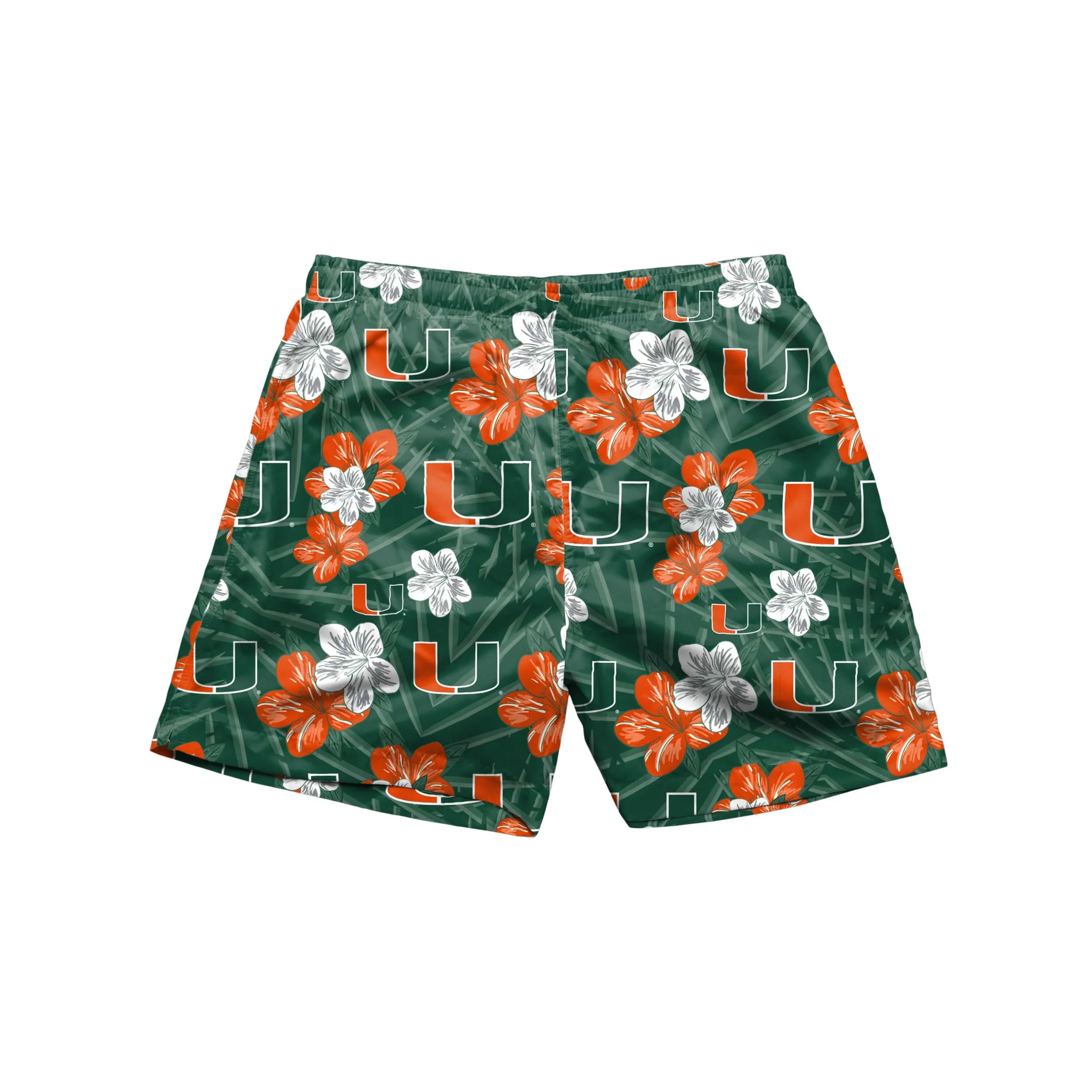 Miami Hurricanes NCAA Mens Hibiscus Slim Fit 5.5" Swimming Trunks - Image 2
