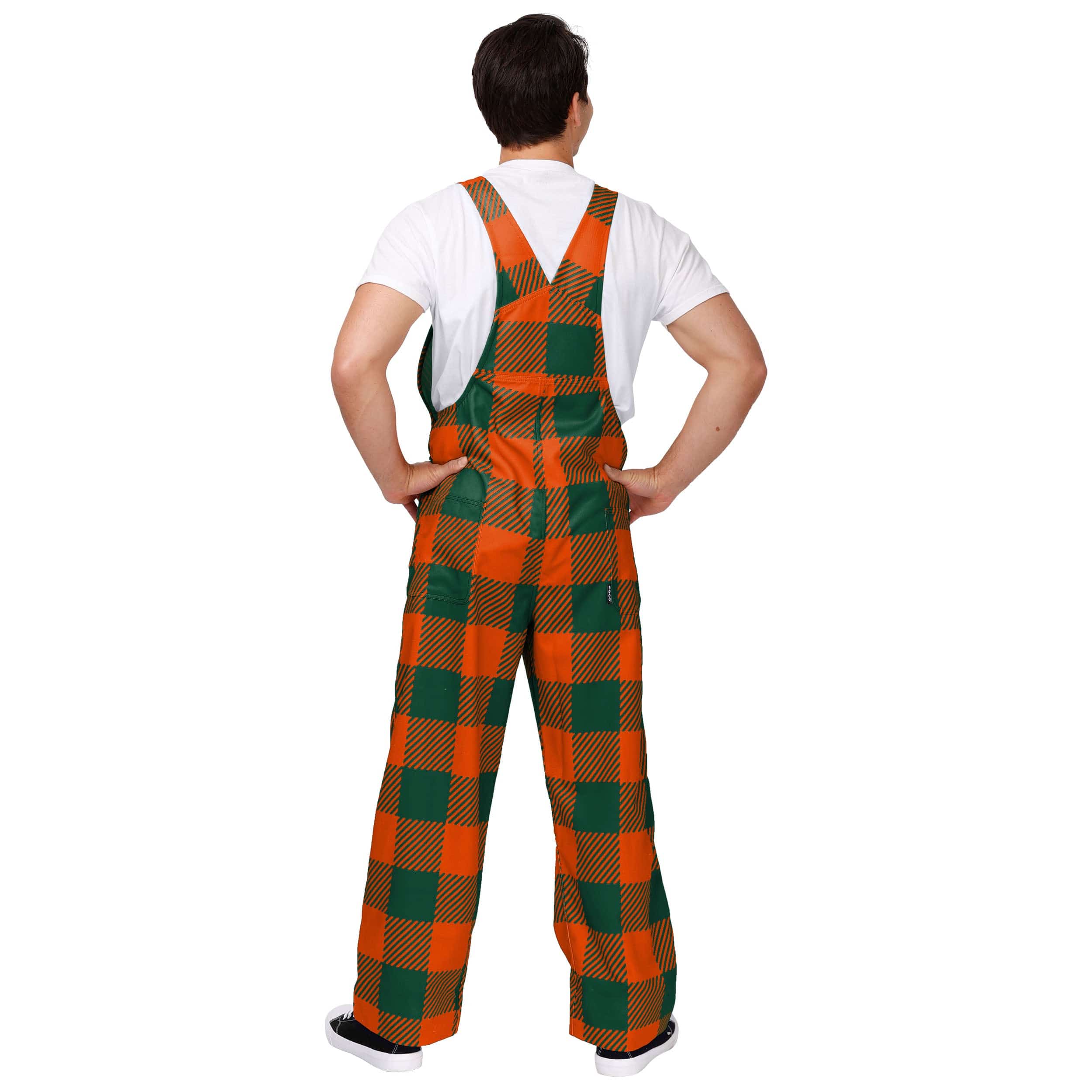 Miami Hurricanes NCAA Mens Plaid Bib Overalls - Image 2