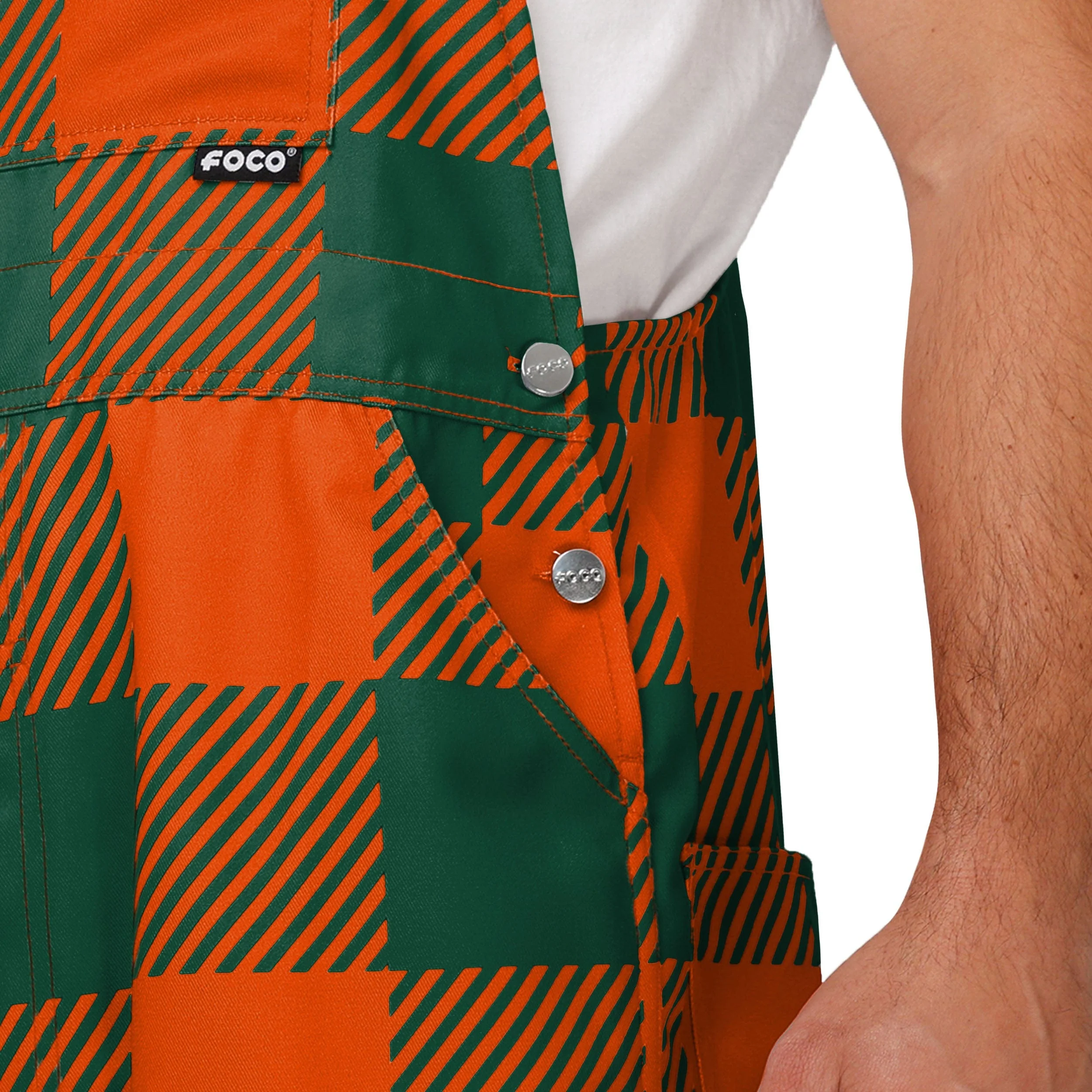 Miami Hurricanes NCAA Mens Plaid Bib Overalls - Image 5