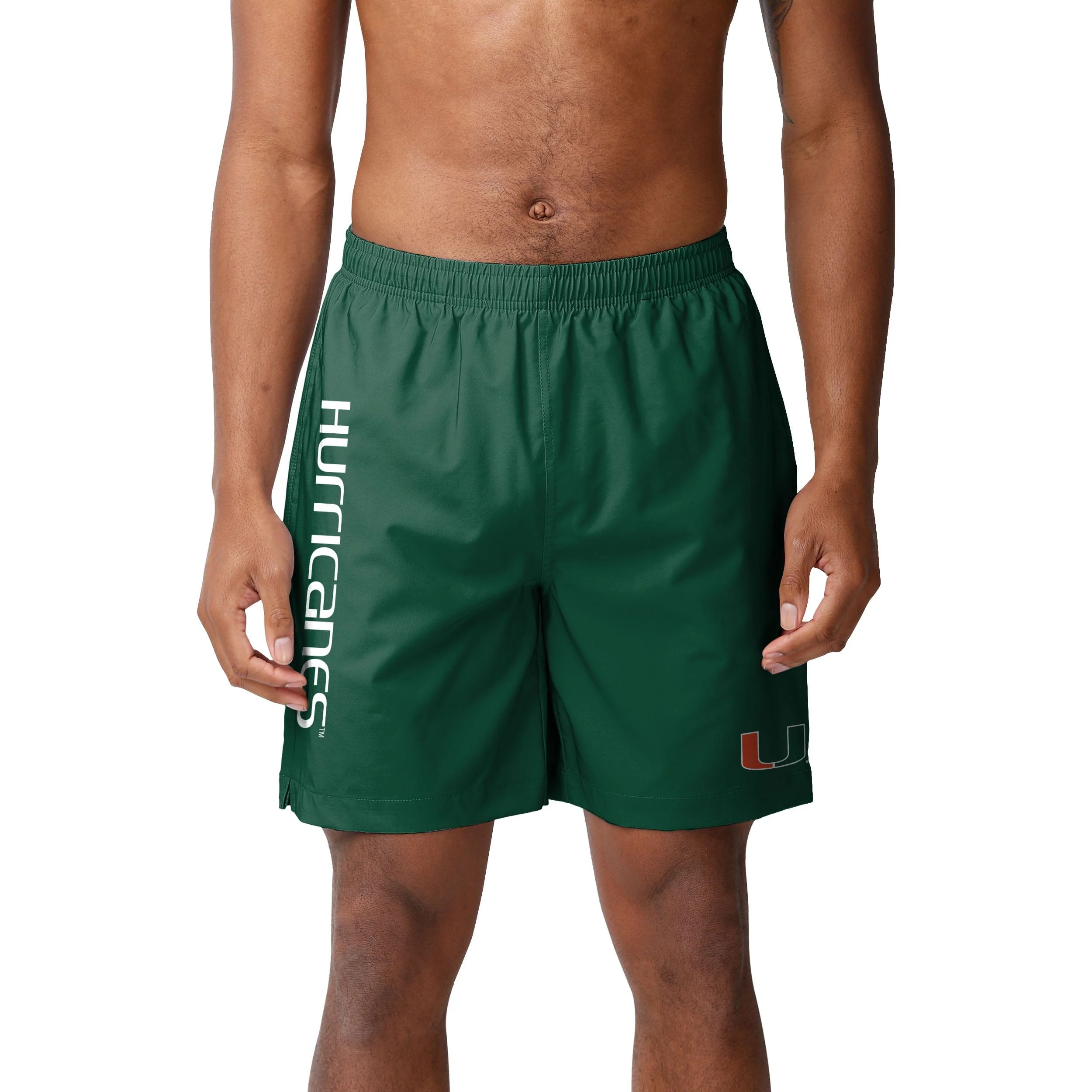 Miami Hurricanes NCAA Mens Solid Wordmark Traditional Swimming Trunks - Image 2
