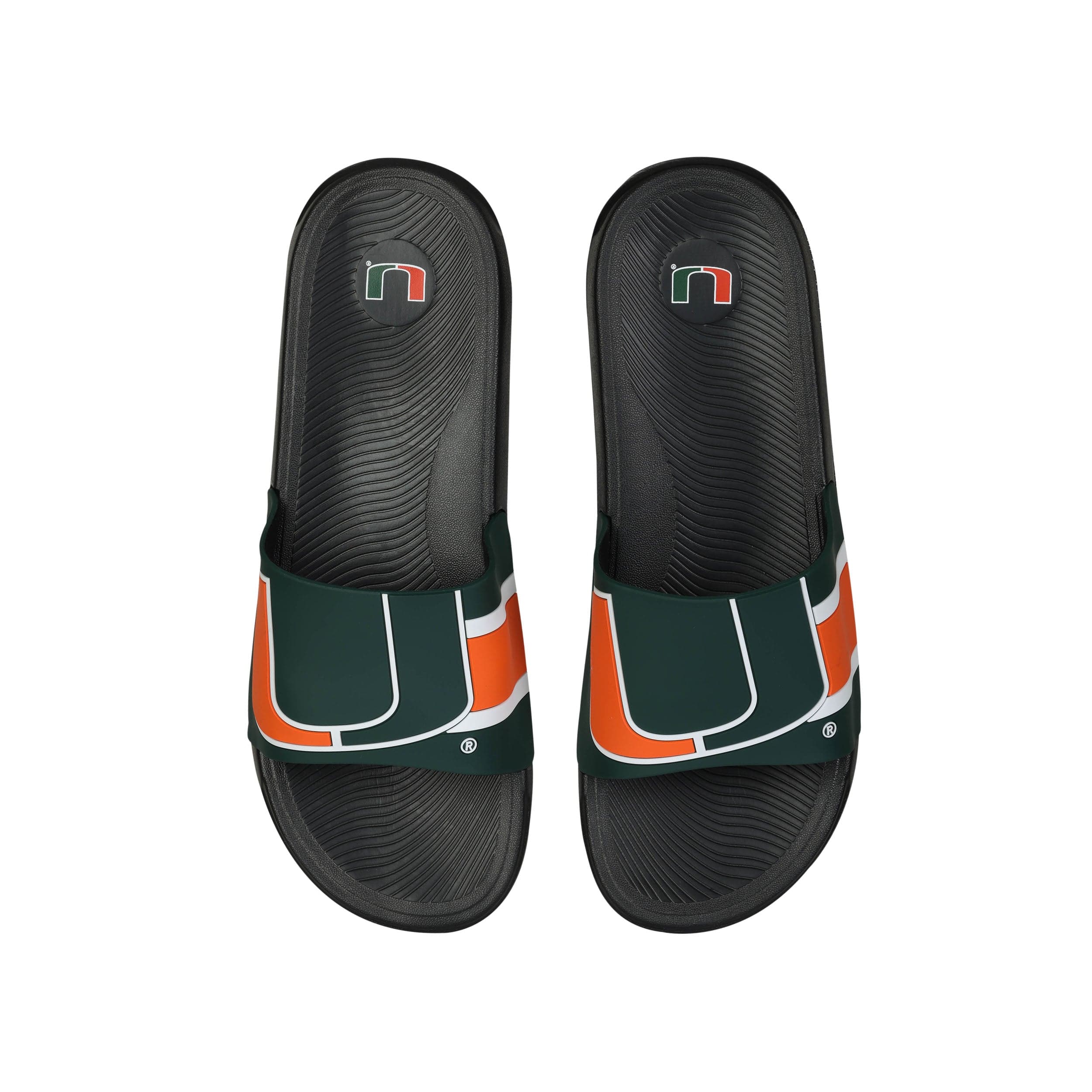 Miami Hurricanes NCAA Mens Striped Big Logo Raised Slide - Image 2