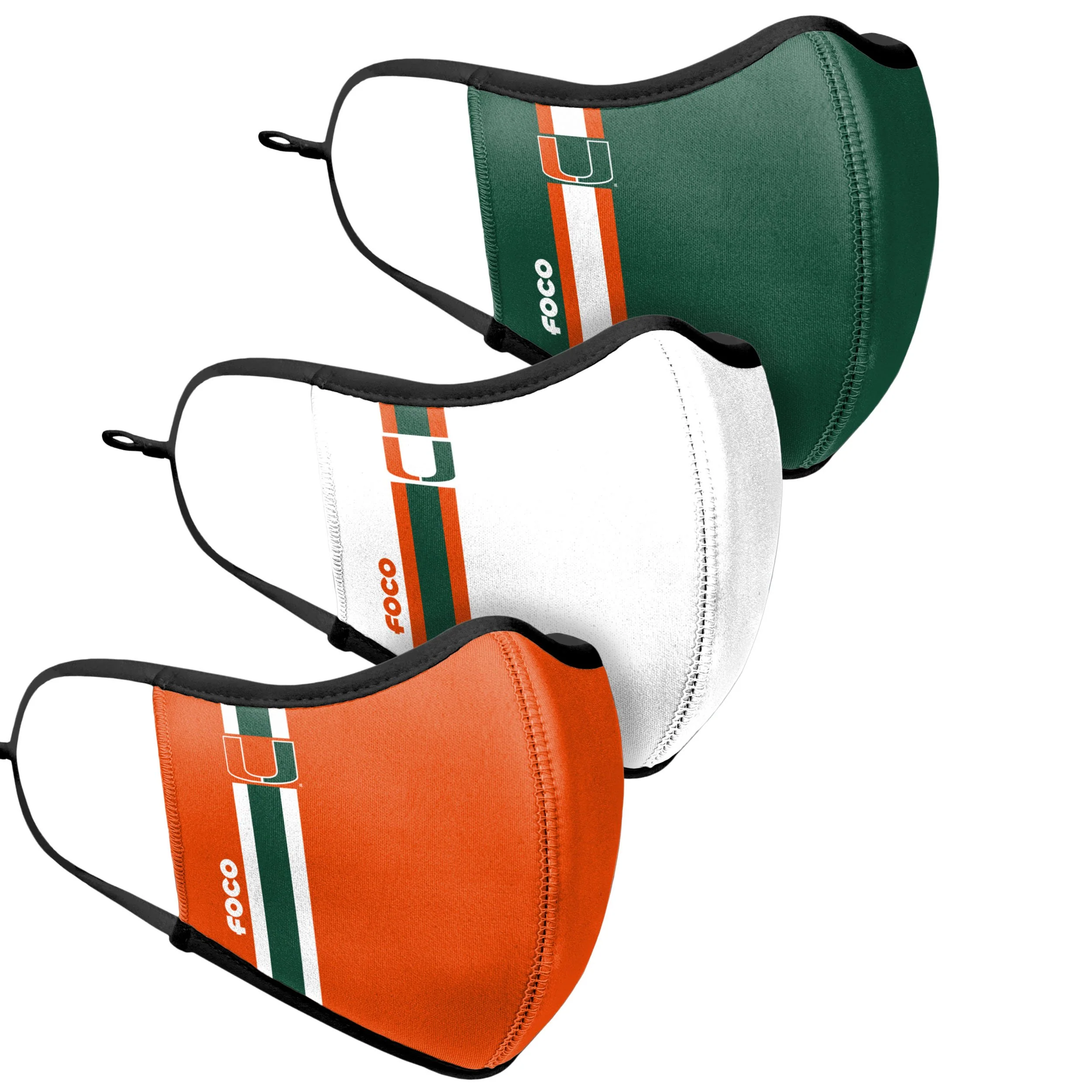 Miami Hurricanes NCAA Sport 3 Pack Face Cover - Image 3