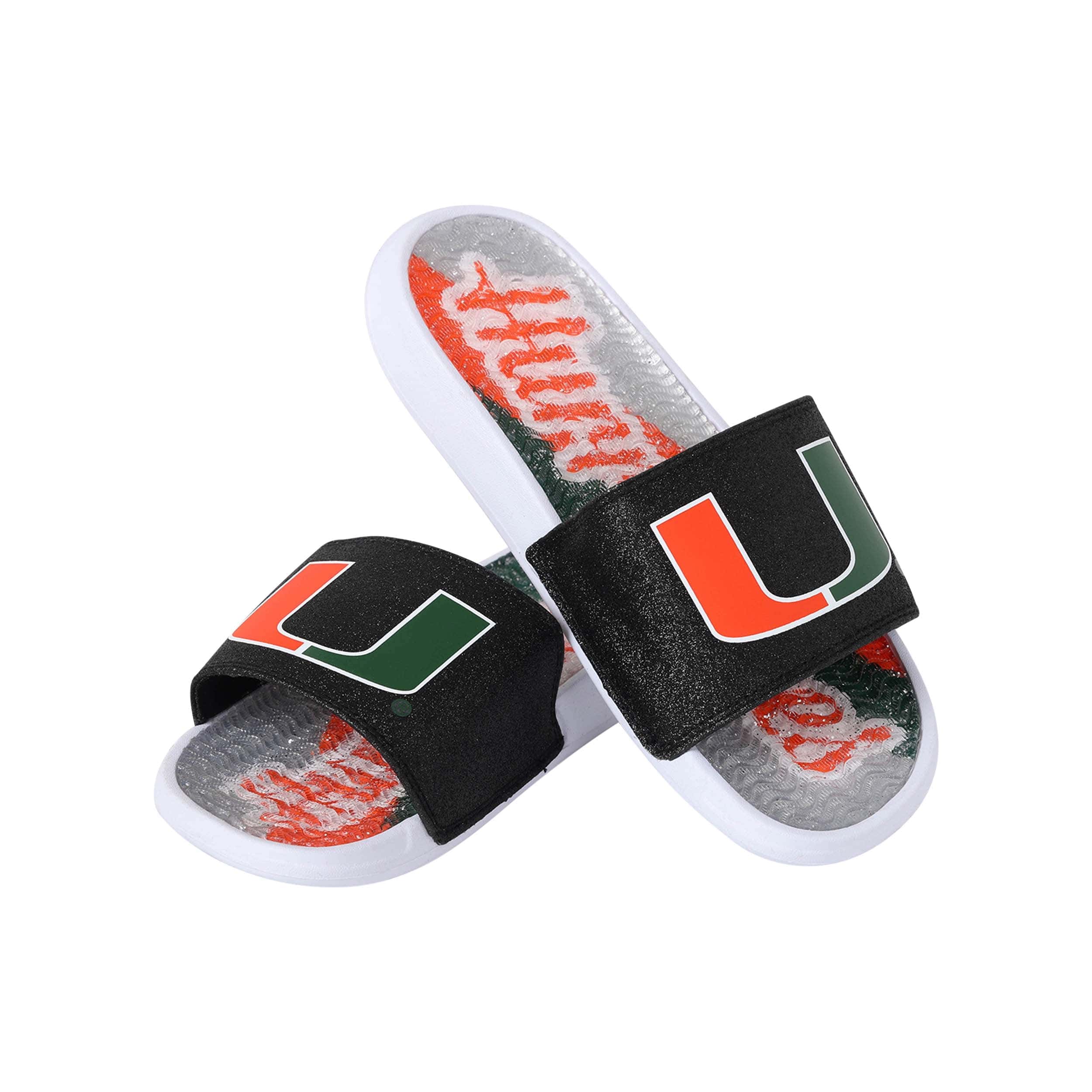Miami Hurricanes NCAA Womens Glitter Gel Slide