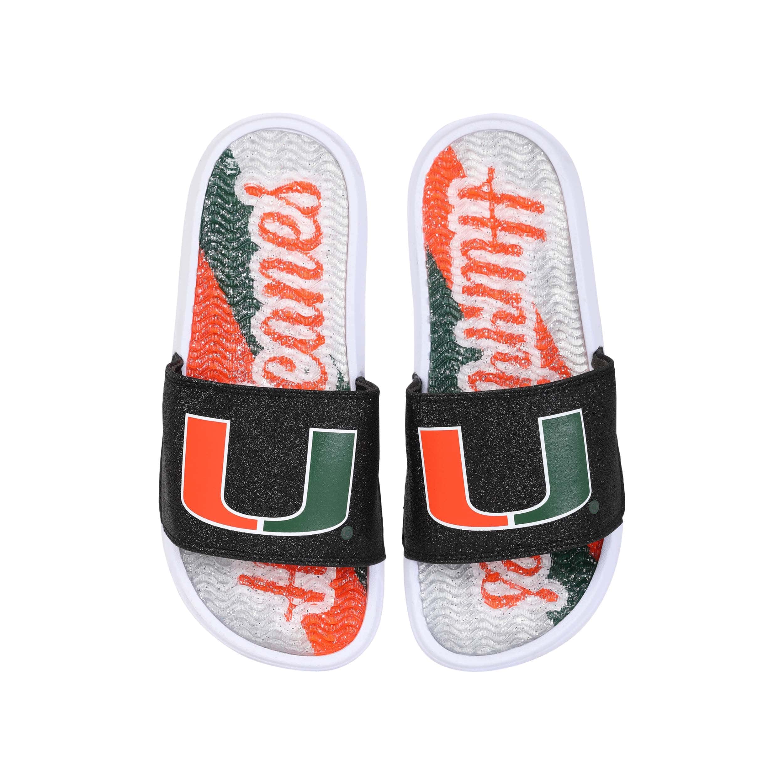 Miami Hurricanes NCAA Womens Glitter Gel Slide - Image 3