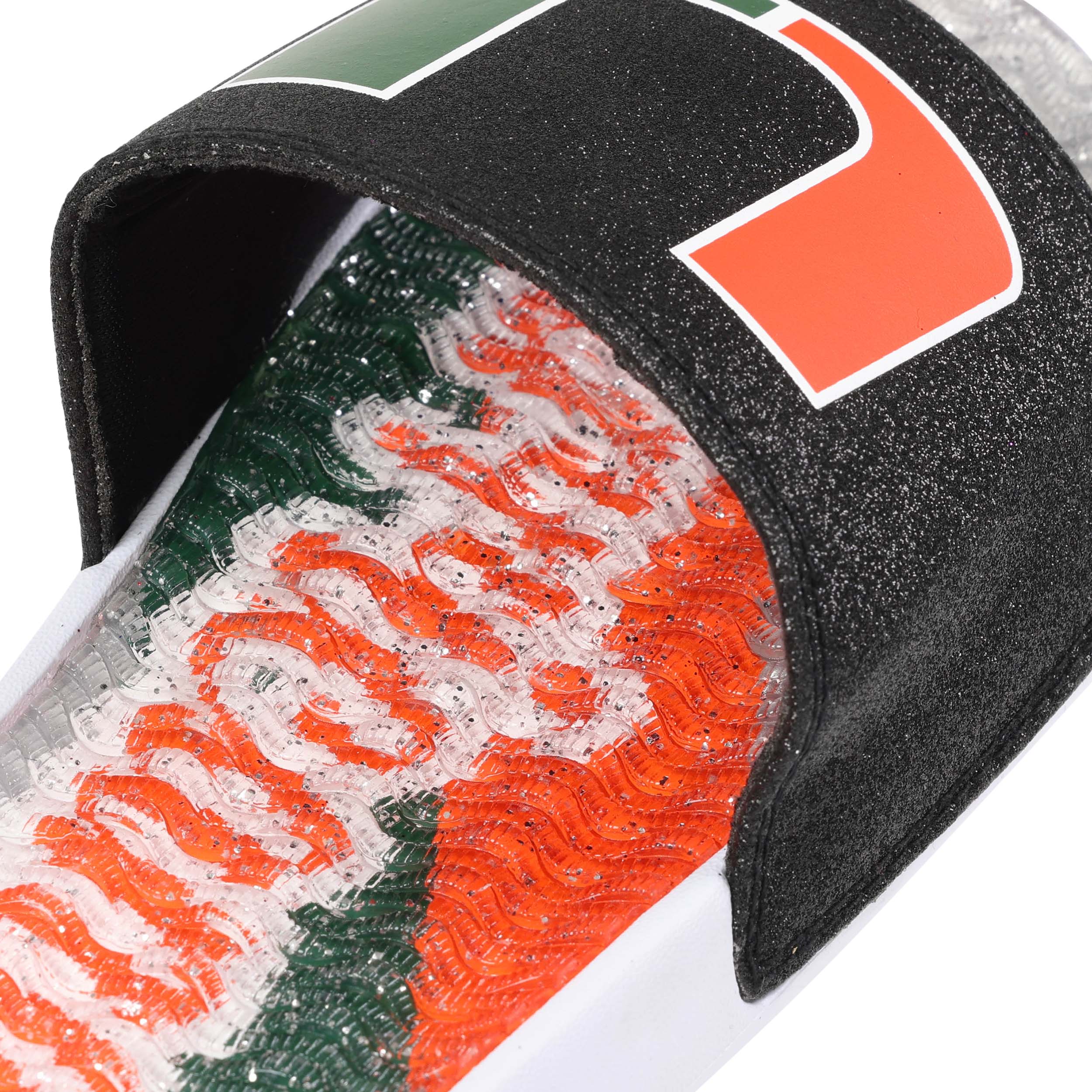 Miami Hurricanes NCAA Womens Glitter Gel Slide - Image 4