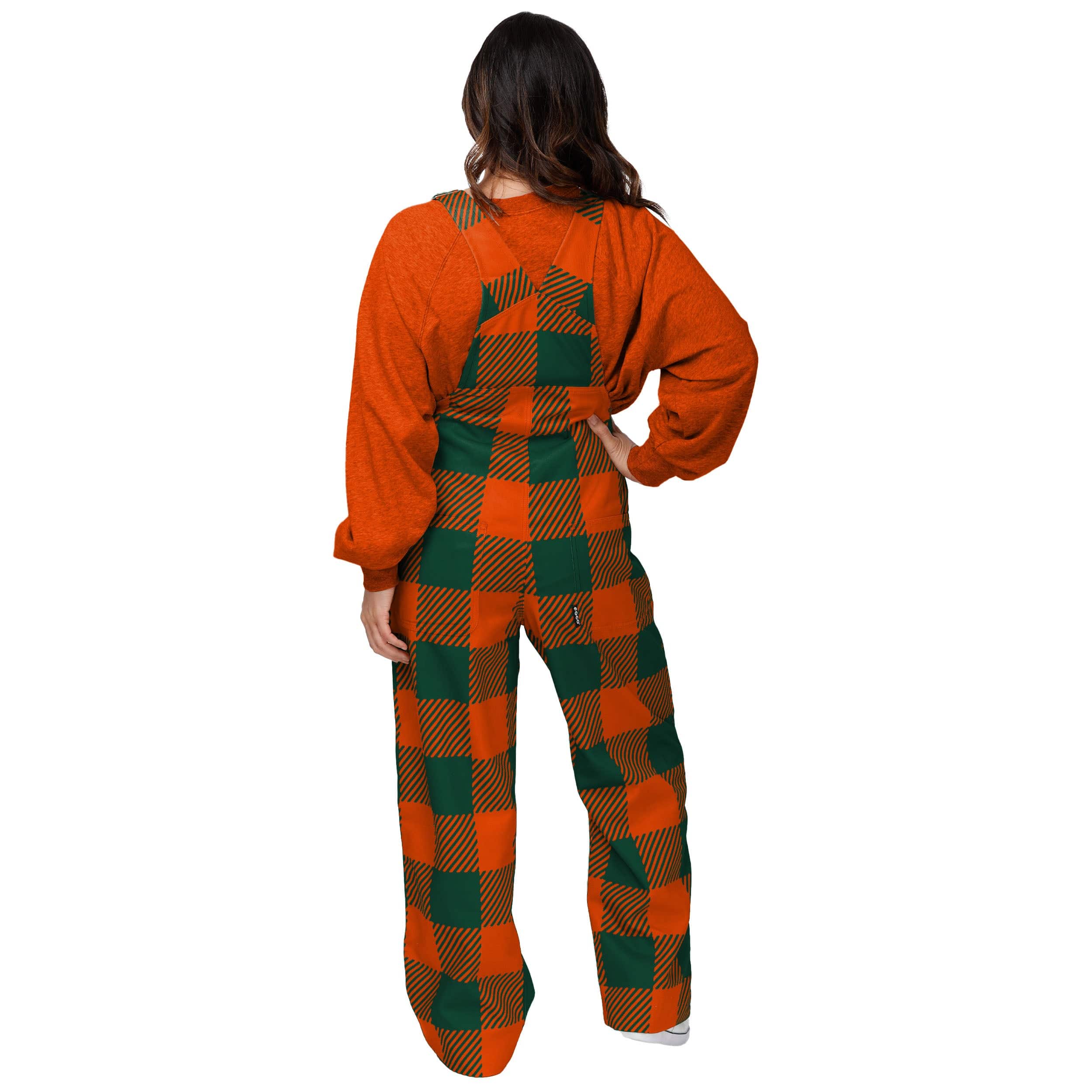 Miami Hurricanes NCAA Womens Plaid Bib Overalls - Image 2