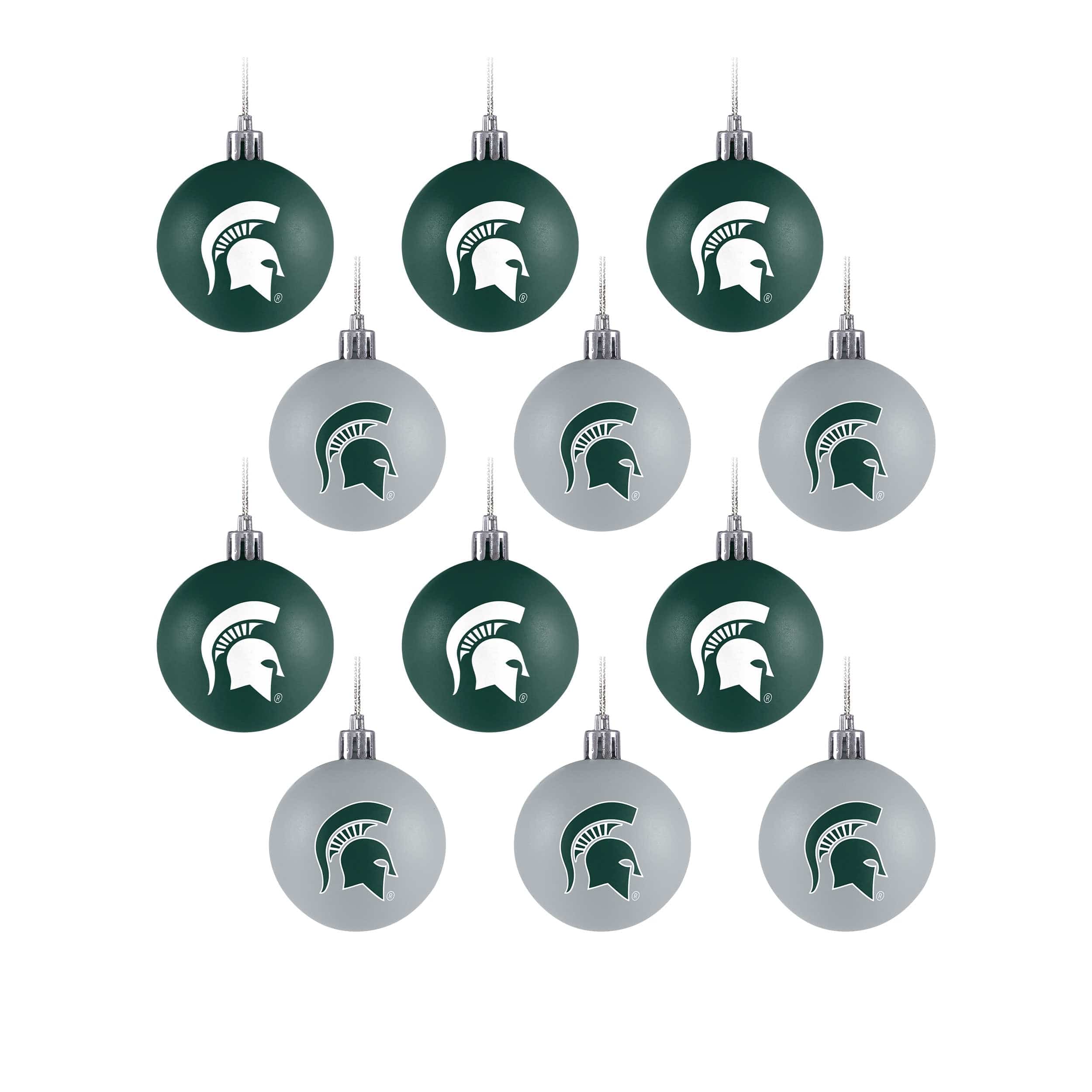 Michigan State Spartans NCAA 12 Pack Plastic Ball Ornament Set