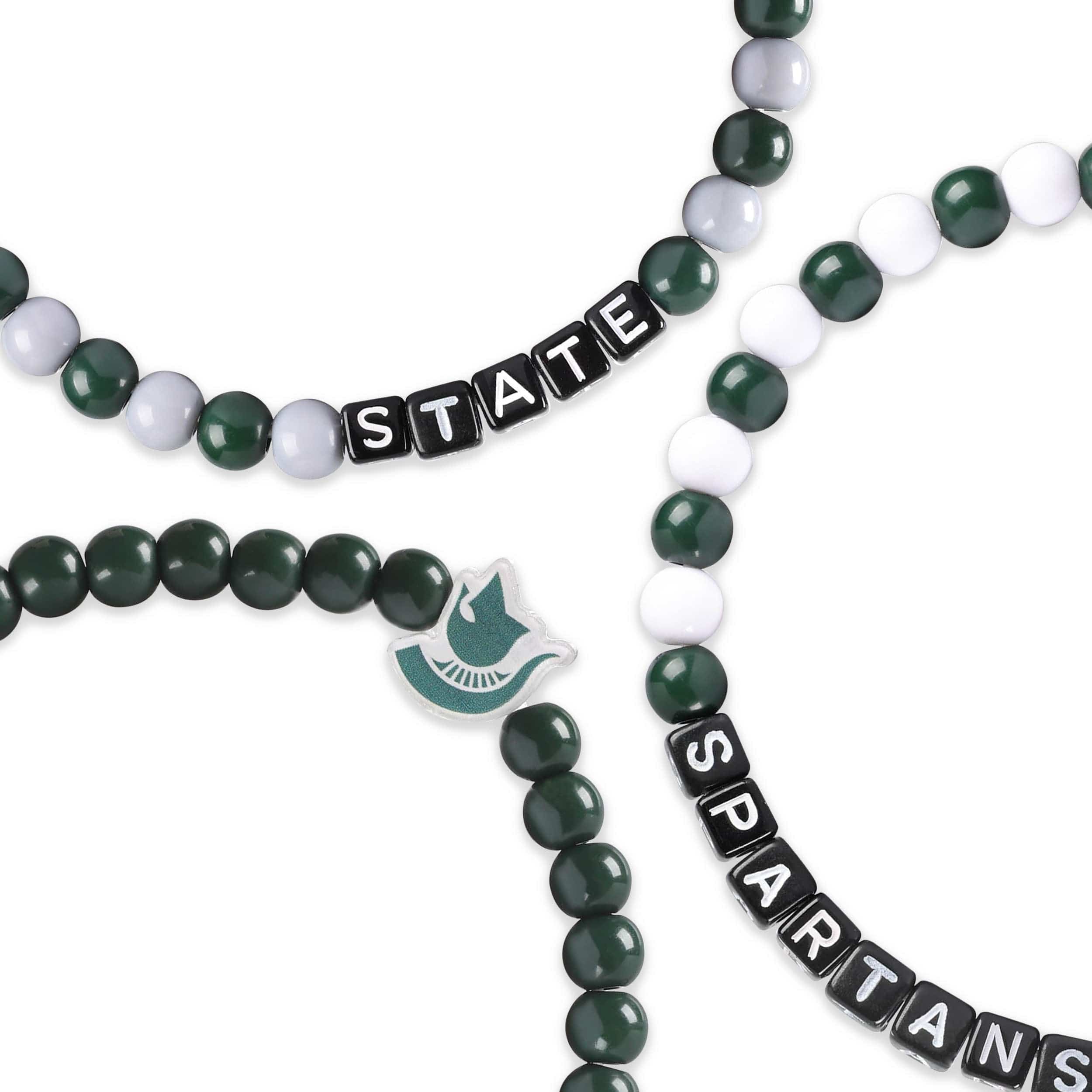 Michigan State Spartans NCAA 3 Pack Beaded Friendship Bracelet - Image 2