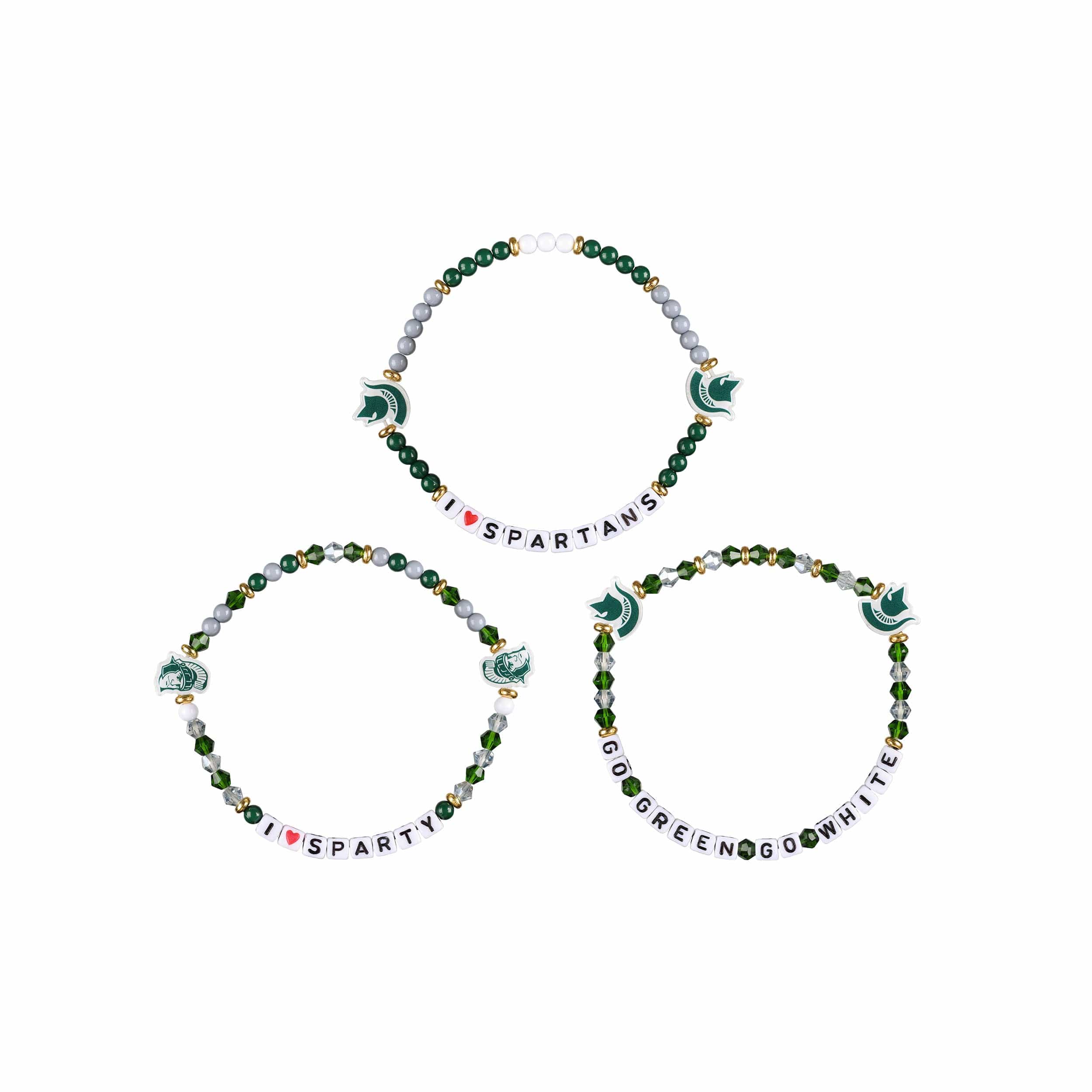 Michigan State Spartans NCAA 3 Pack Friendship Bracelet - Image 3