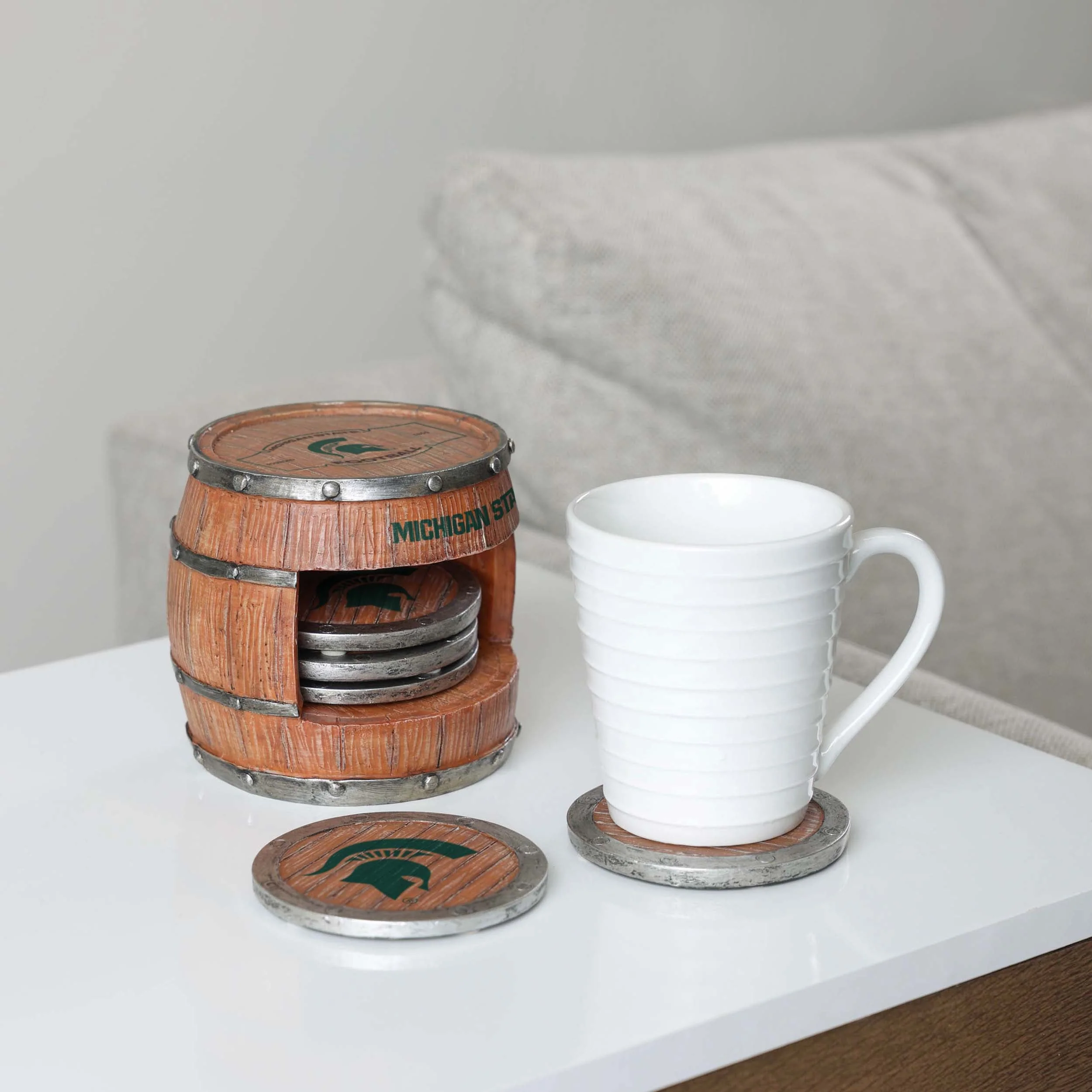 Michigan State Spartans NCAA 5 Pack Barrel Coaster Set - Image 2