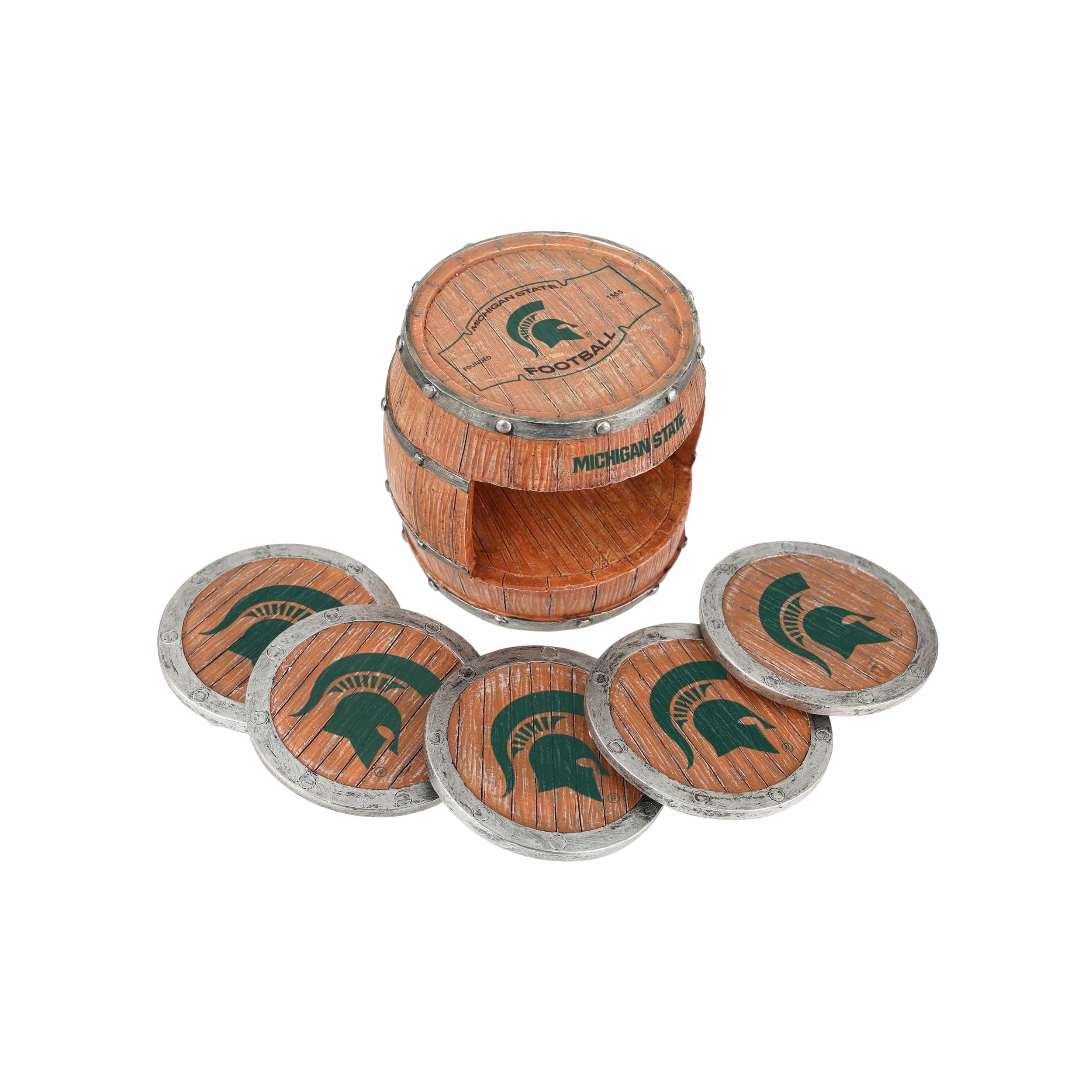 Michigan State Spartans NCAA 5 Pack Barrel Coaster Set - Image 3