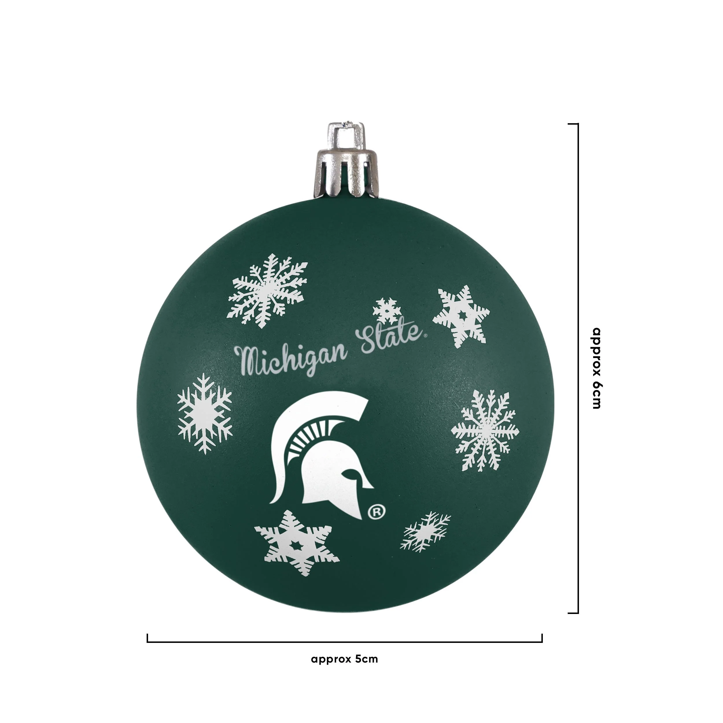 Michigan State Spartans NCAA 5 Pack Shatterproof Ball Ornament Set - Image 3
