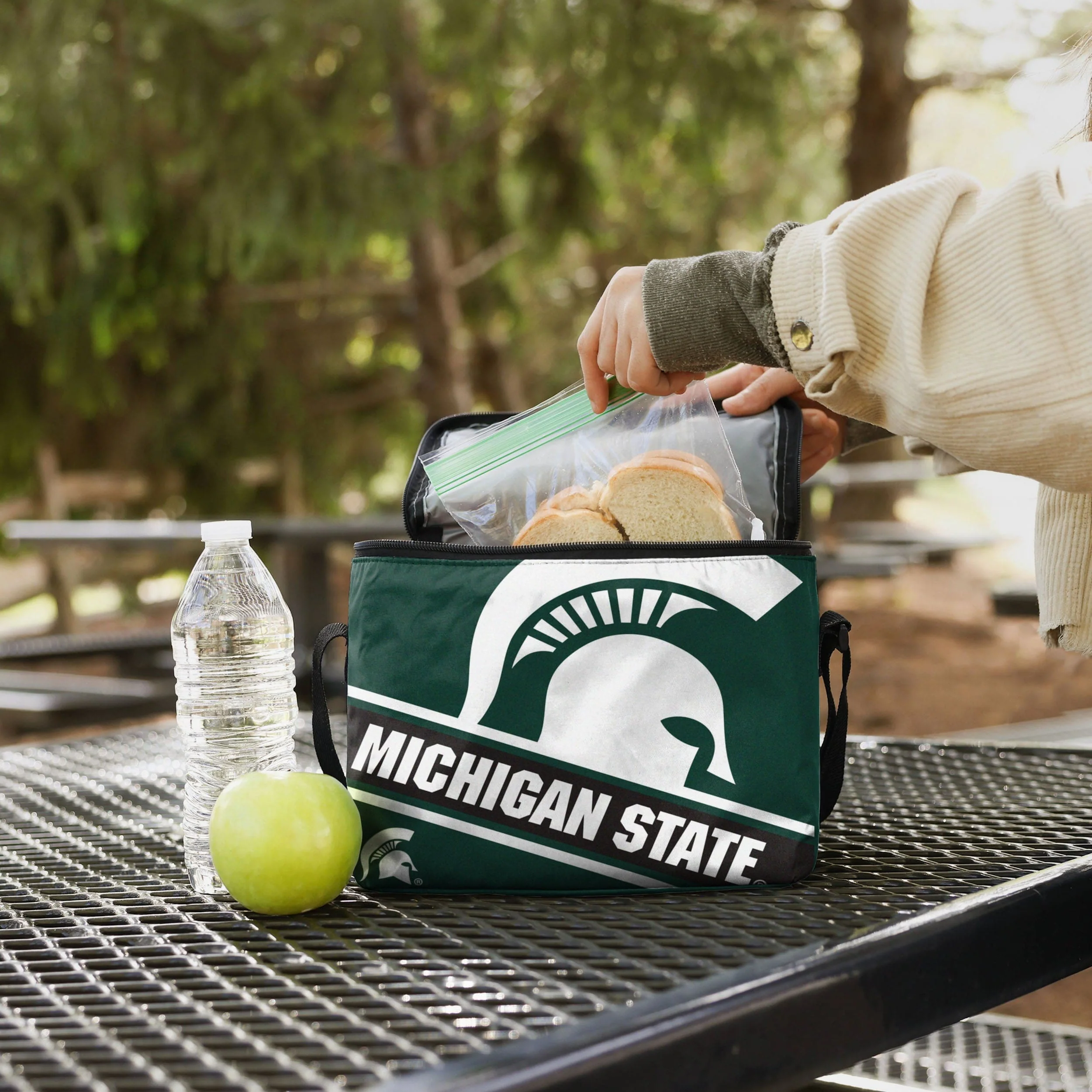 Michigan State Spartans NCAA Big Logo Stripe 6 Pack Cooler - Image 3