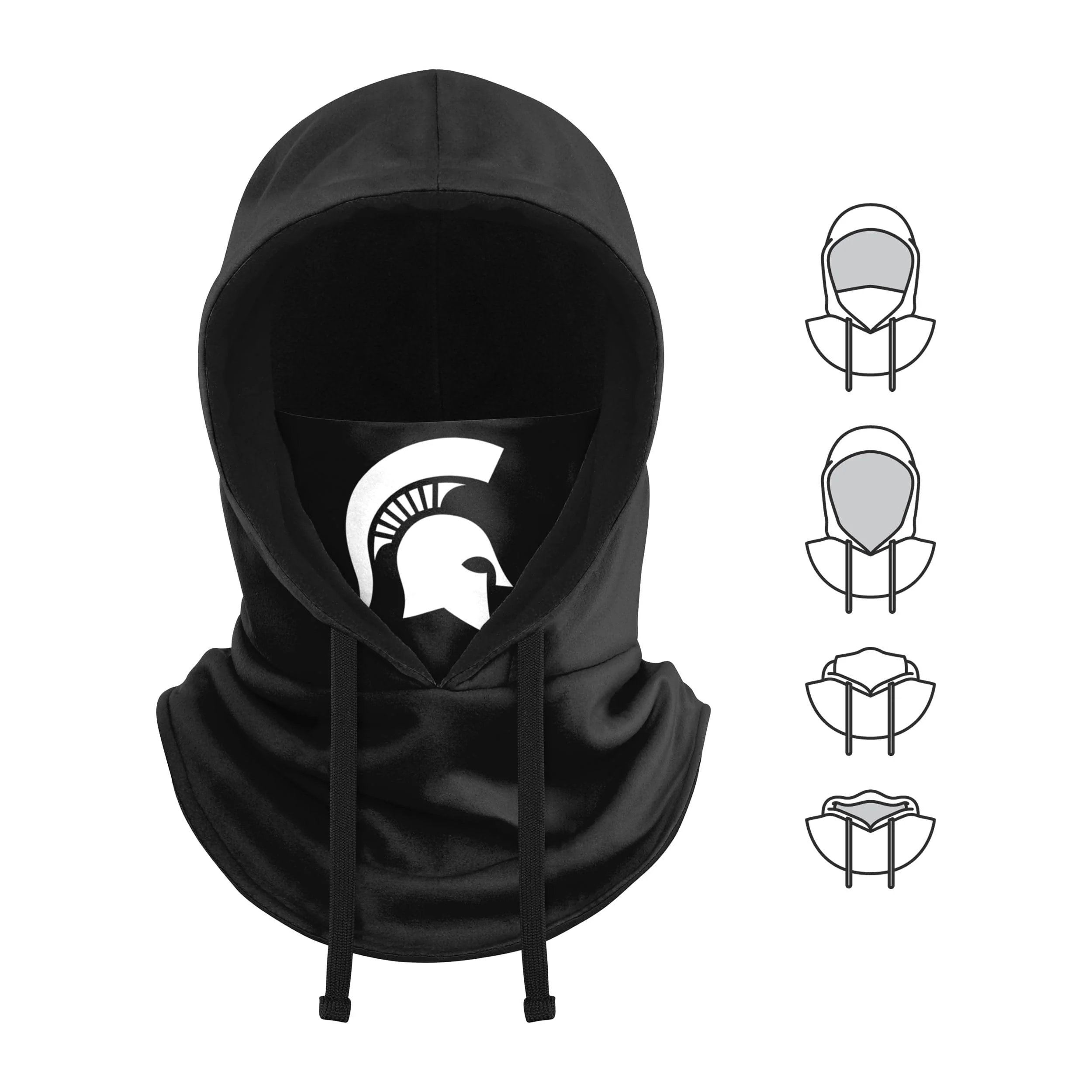 Michigan State Spartans NCAA Black Drawstring Hooded Gaiter - Image 5