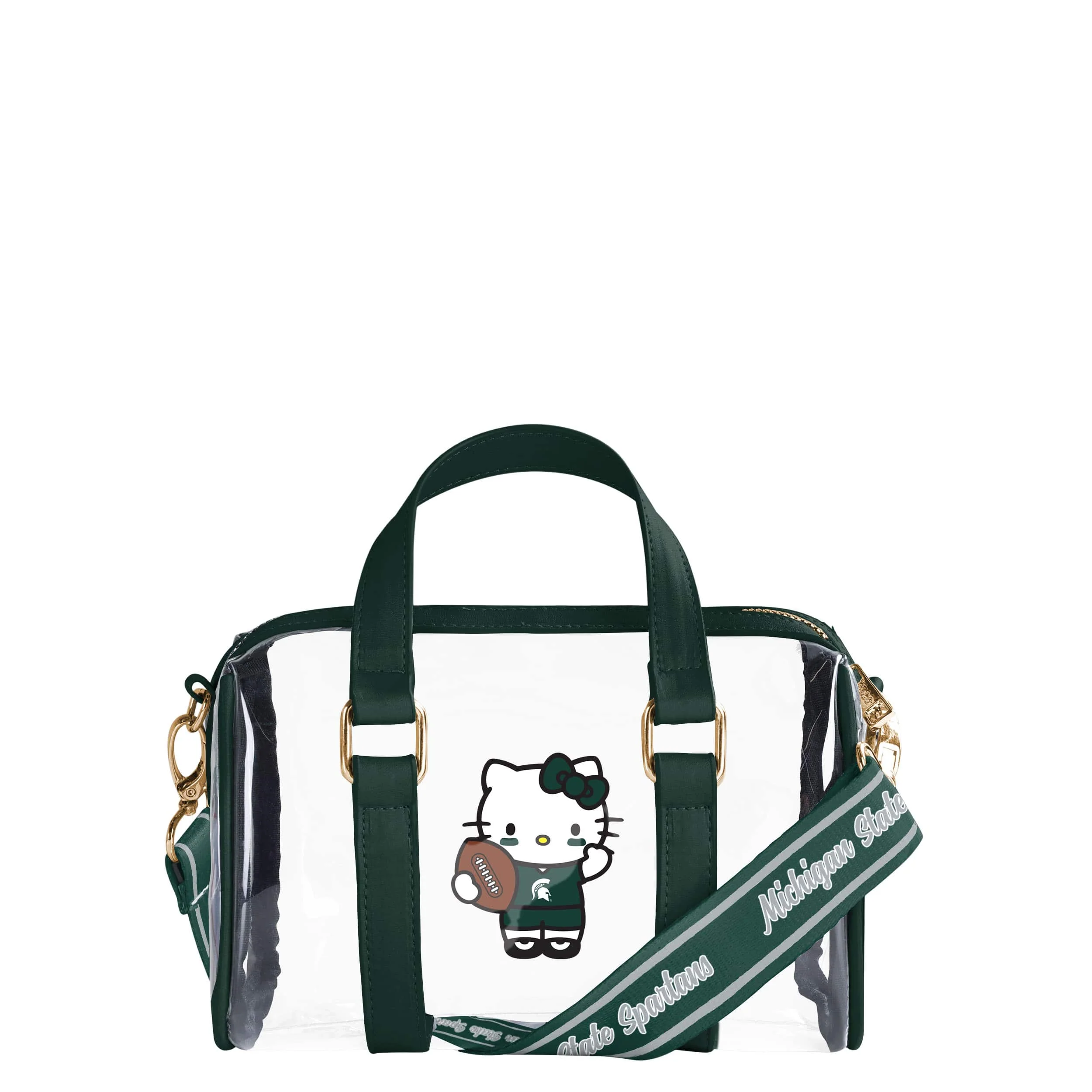 Michigan State Spartans NCAA Hello Kitty® Clear Barrel Bag (PREORDER - SHIPS MID JULY)