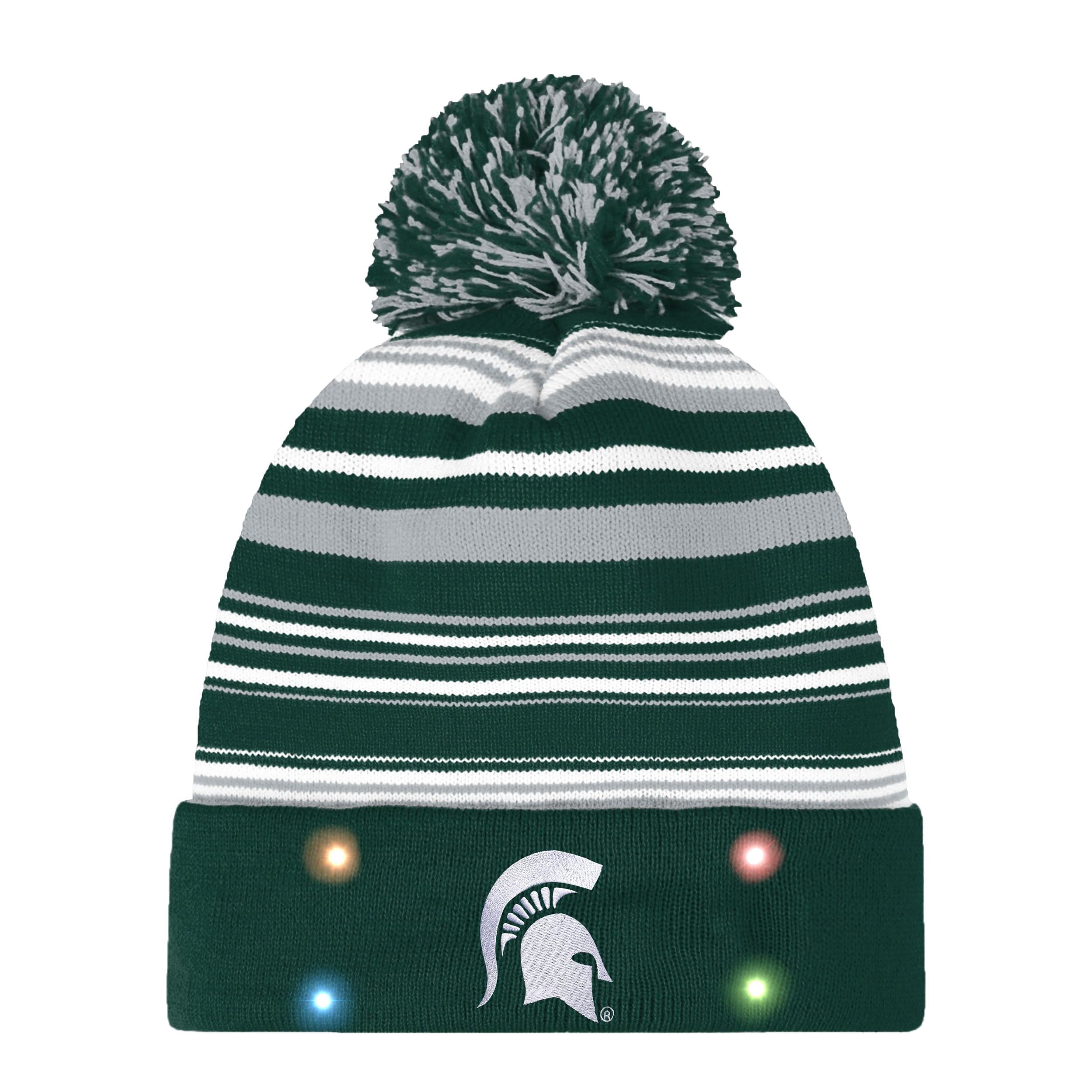 Michigan State Spartans NCAA Horizontal Stripe Light Up Beanie - Image 2