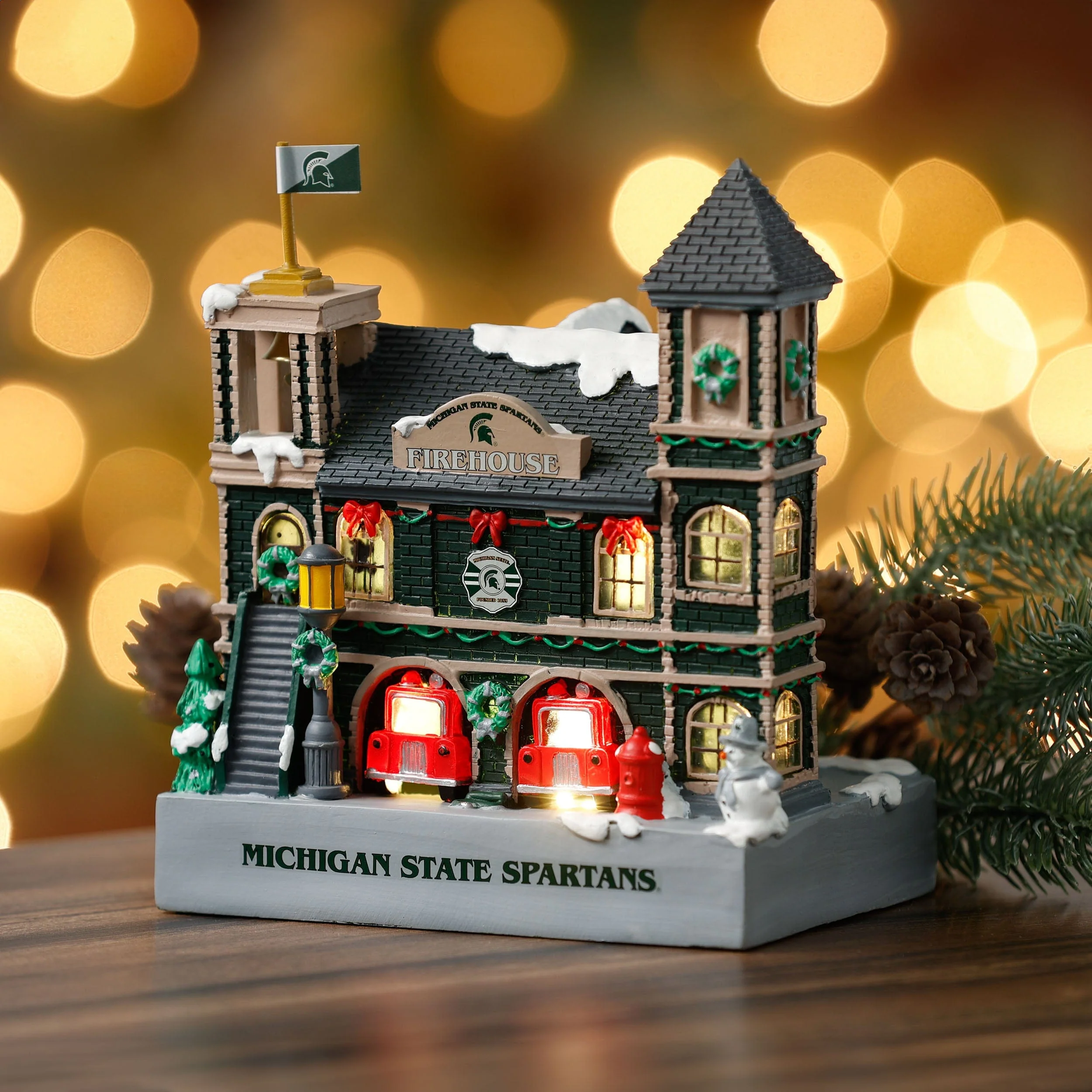 Michigan State Spartans NCAA Light Up Resin Team Firehouse - Image 2