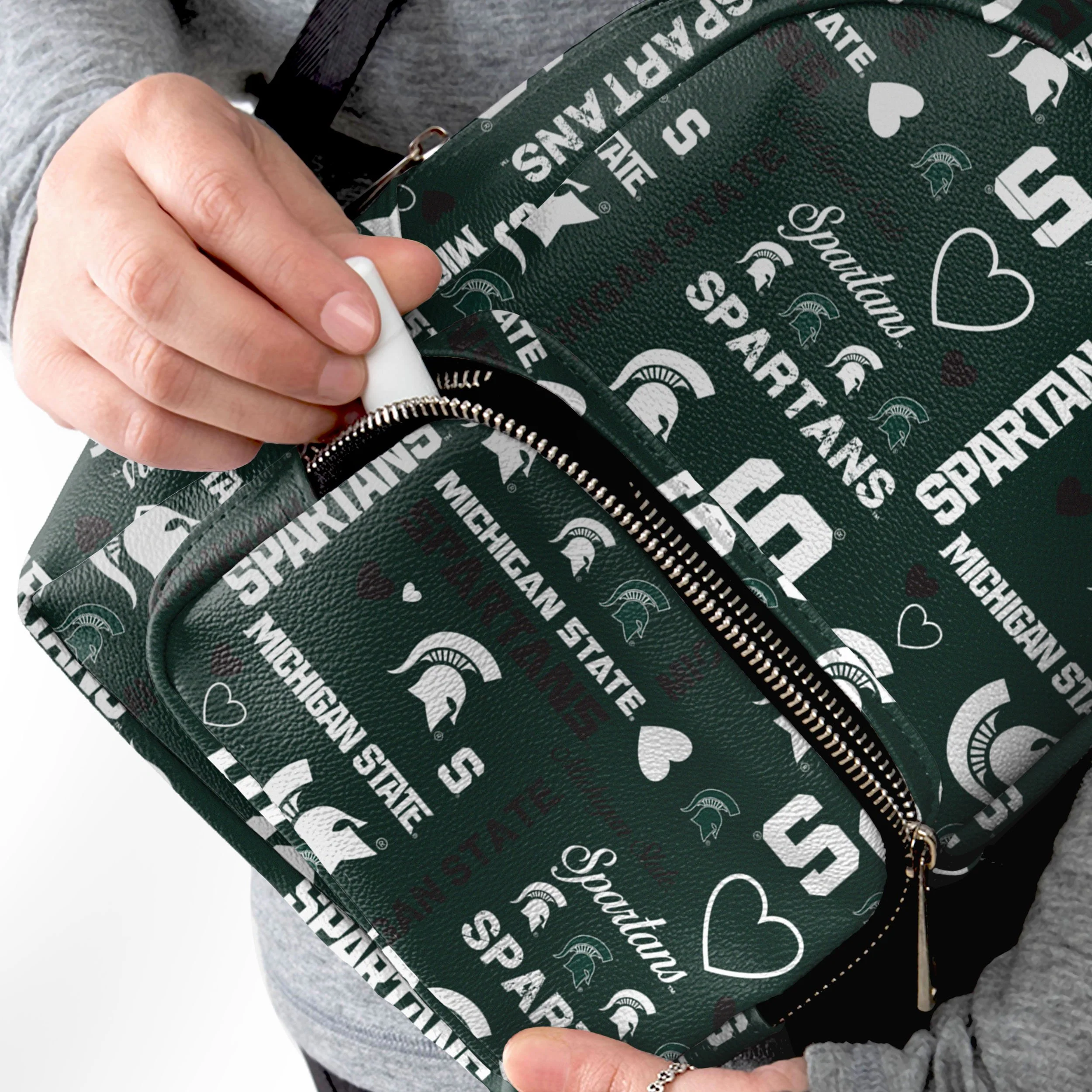 Michigan State Spartans NCAA Logo Love Mini Backpack - Image 3