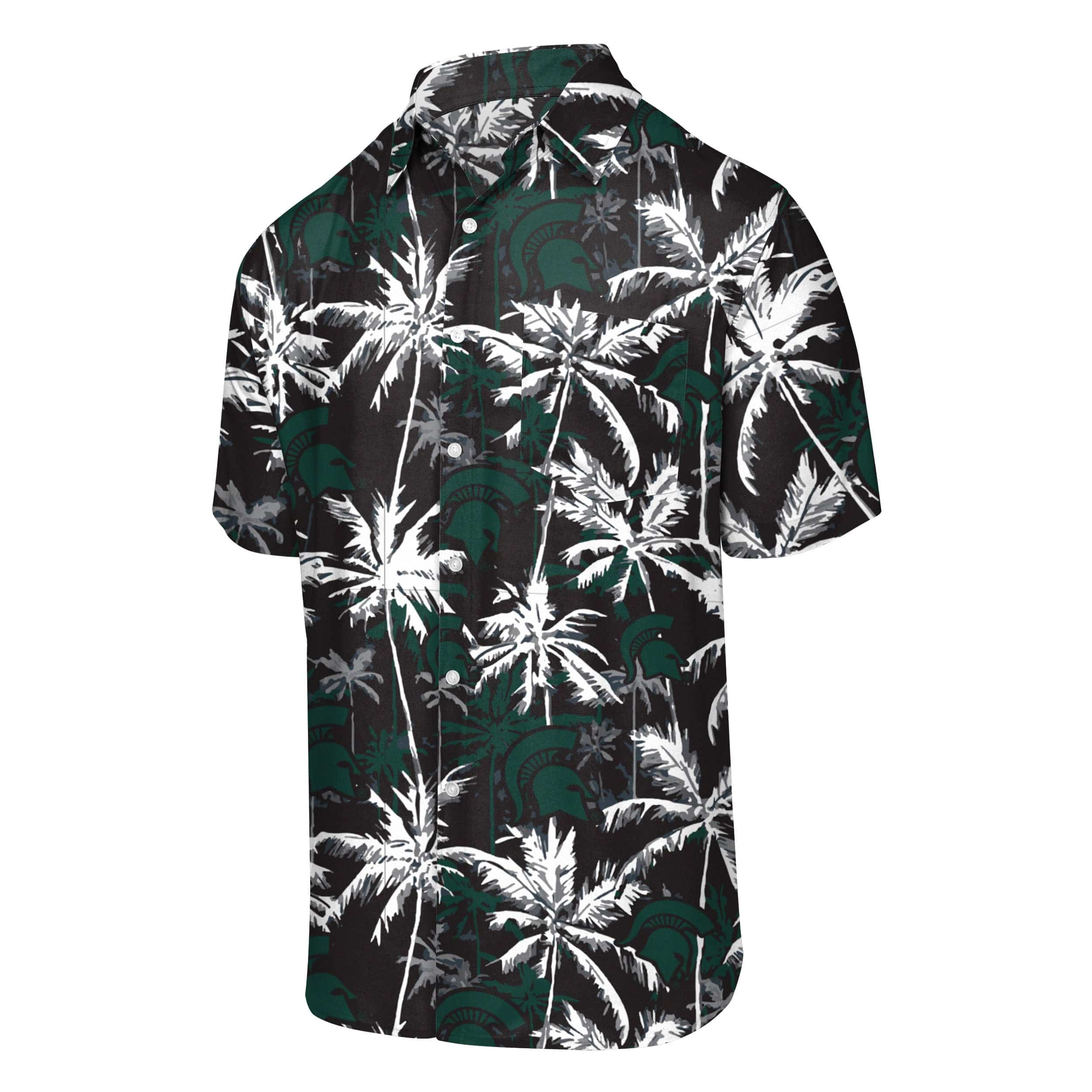 Michigan State Spartans NCAA Mens Black Floral Button Up Shirt - Image 4