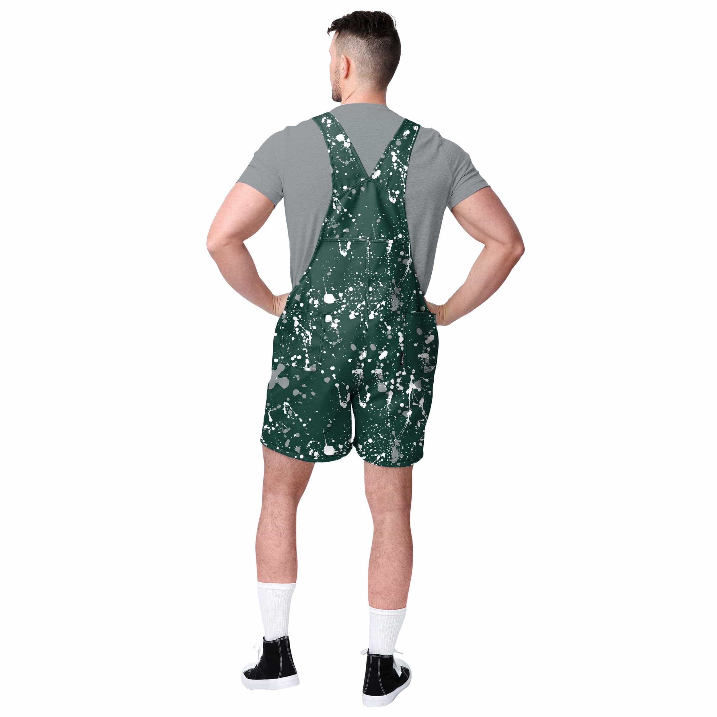Michigan State Spartans NCAA Mens Paint Splatter Bib Shortalls - Image 2