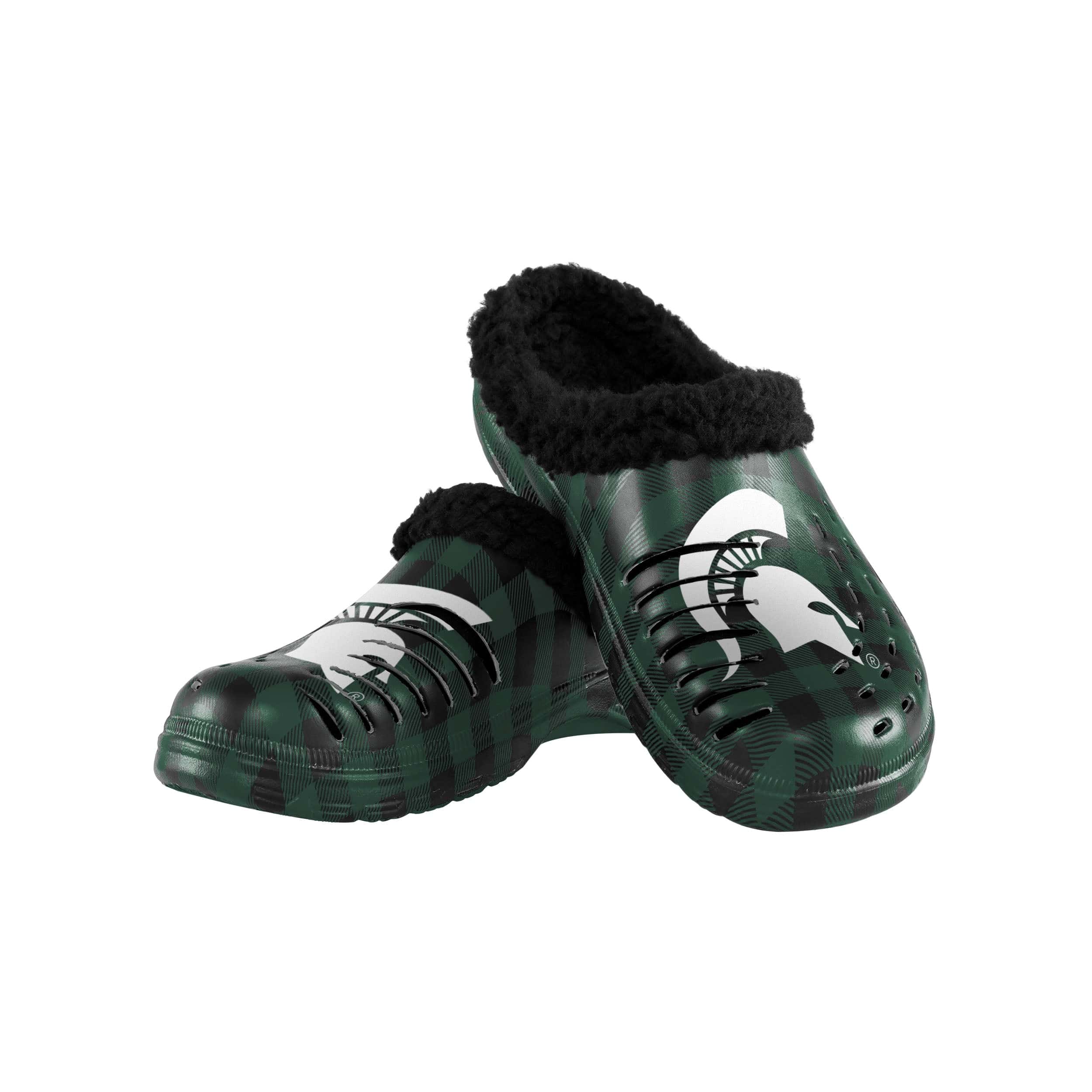 Michigan State Spartans NCAA Mens Sherpa Lined Buffalo Check Clog
