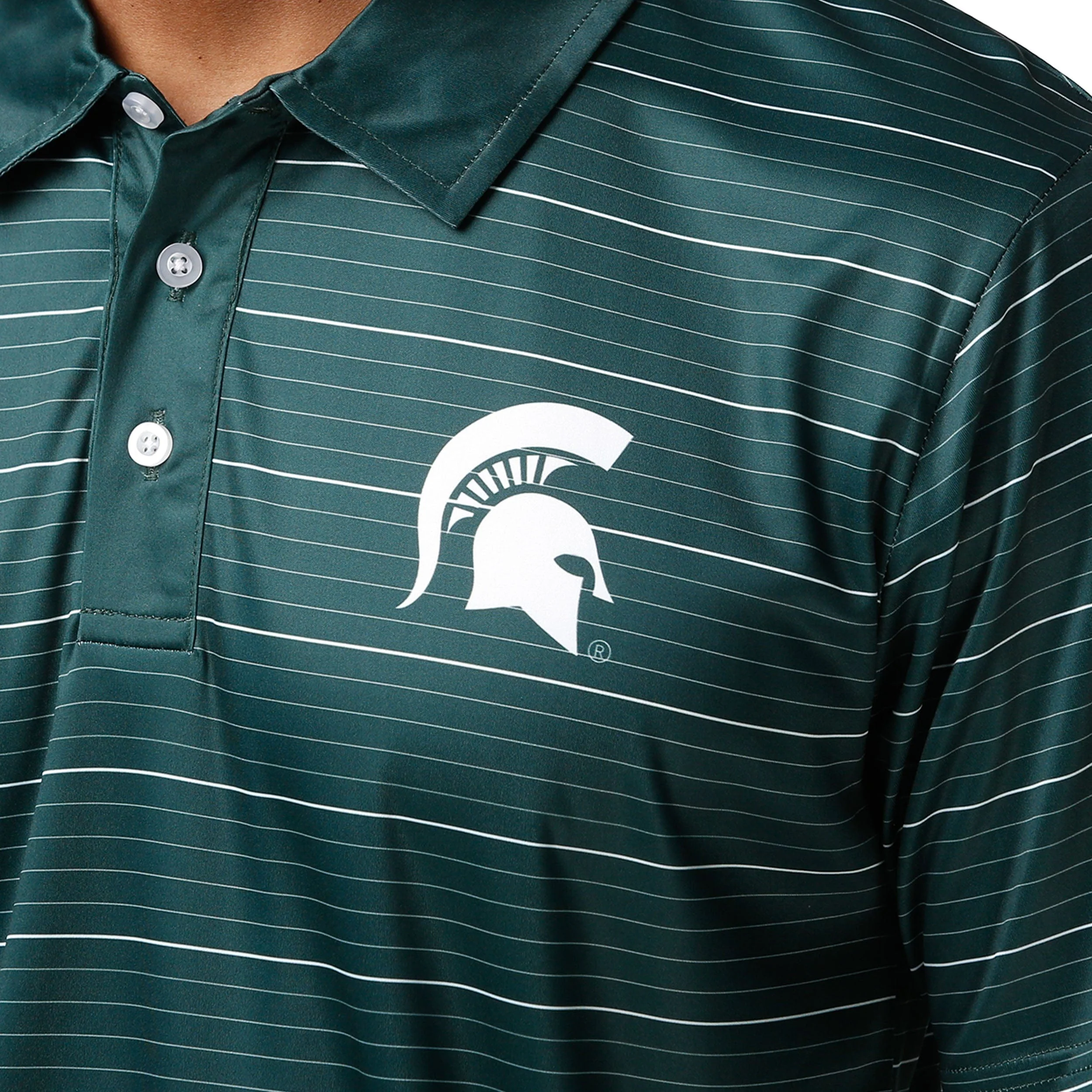 Michigan State Spartans NCAA Mens Striped Polyester Polo - Image 4