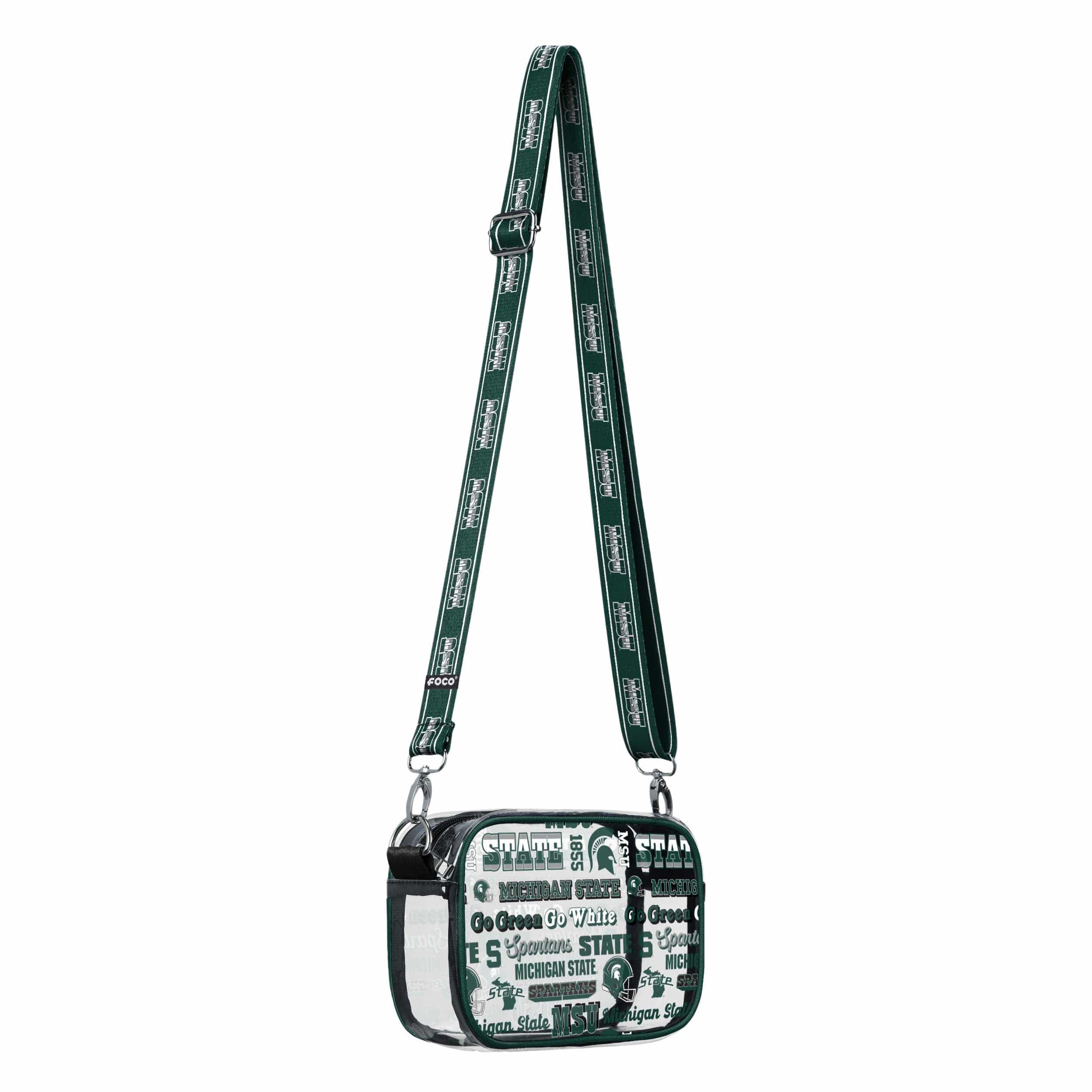 Michigan State Spartans NCAA Repeat Retro Print Clear Crossbody Bag - Image 2