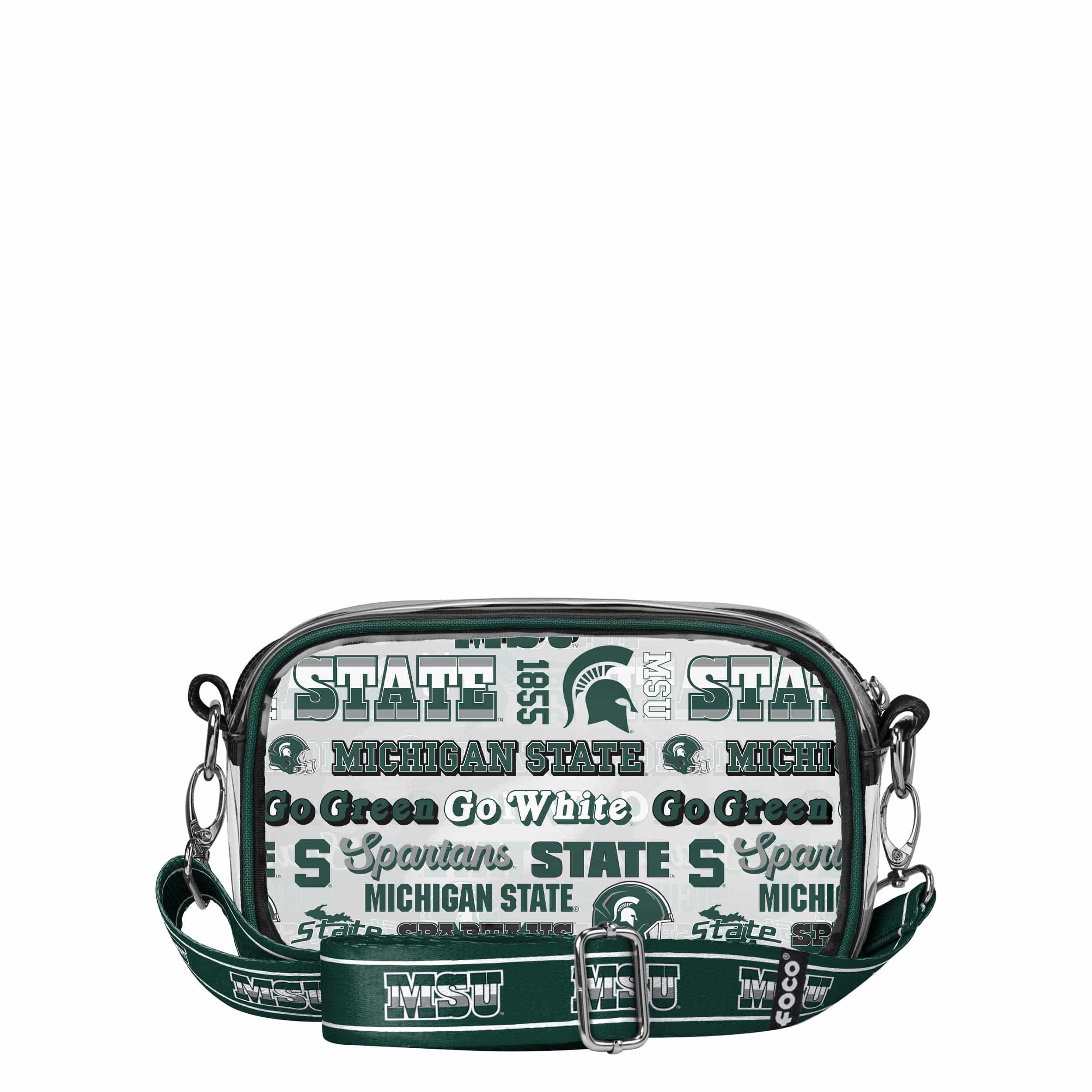 Michigan State Spartans NCAA Repeat Retro Print Clear Crossbody Bag - Image 5
