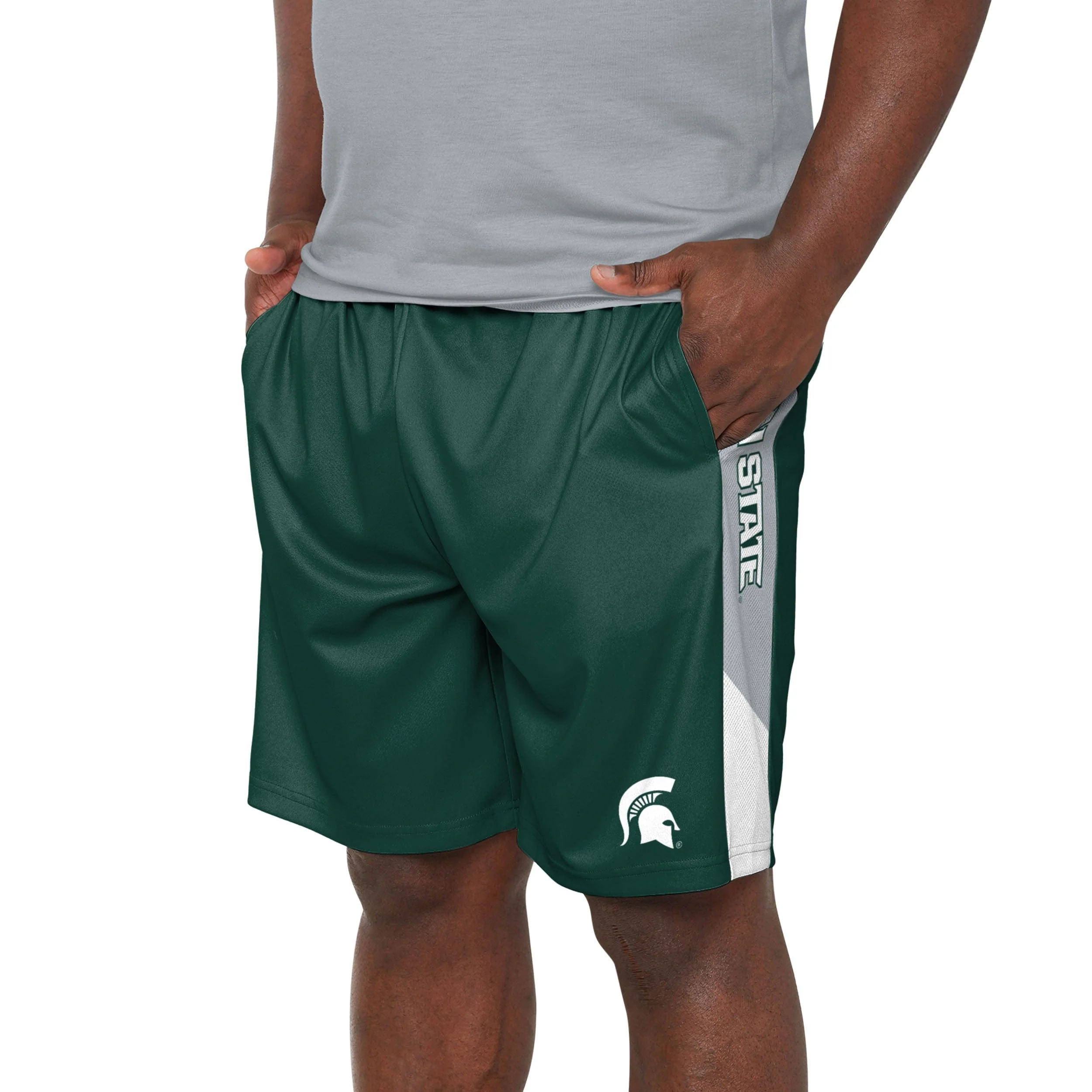 Michigan State Spartans NCAA Mens Side Stripe Training Shorts - Image 2