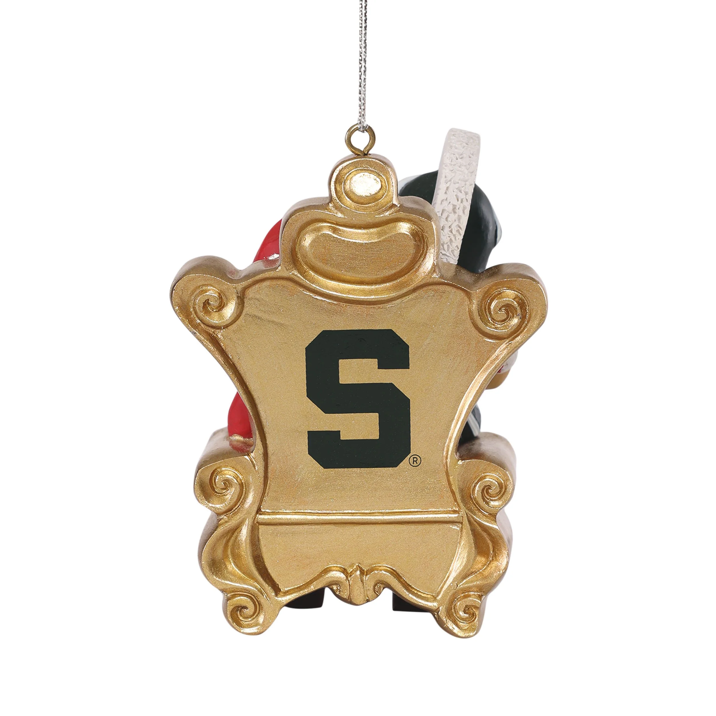 Michigan State Spartans NCAA Sparty Mascot on Santas Lap Ornament - Image 3