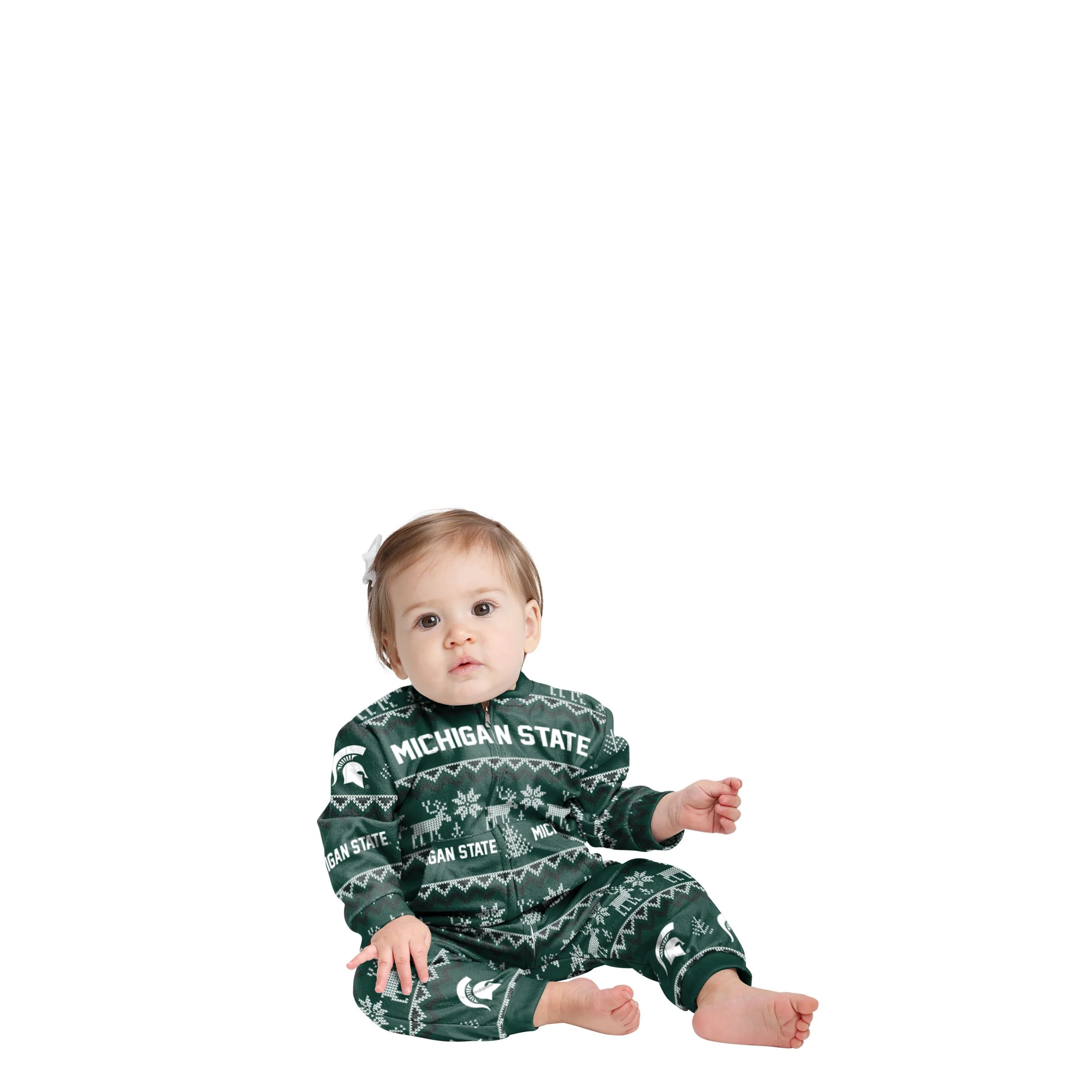 Michigan State Spartans NCAA Ugly Pattern Family Holiday Pajamas - Image 2