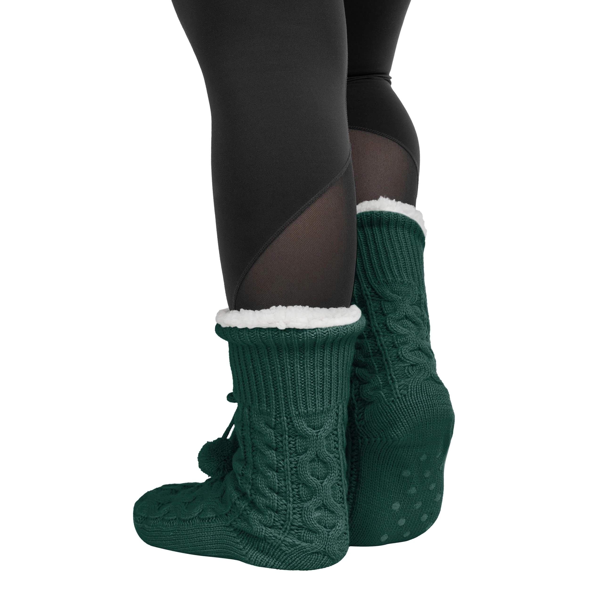 Michigan State Spartans NCAA Womens Cable Knit Footy Slipper Socks - Image 2