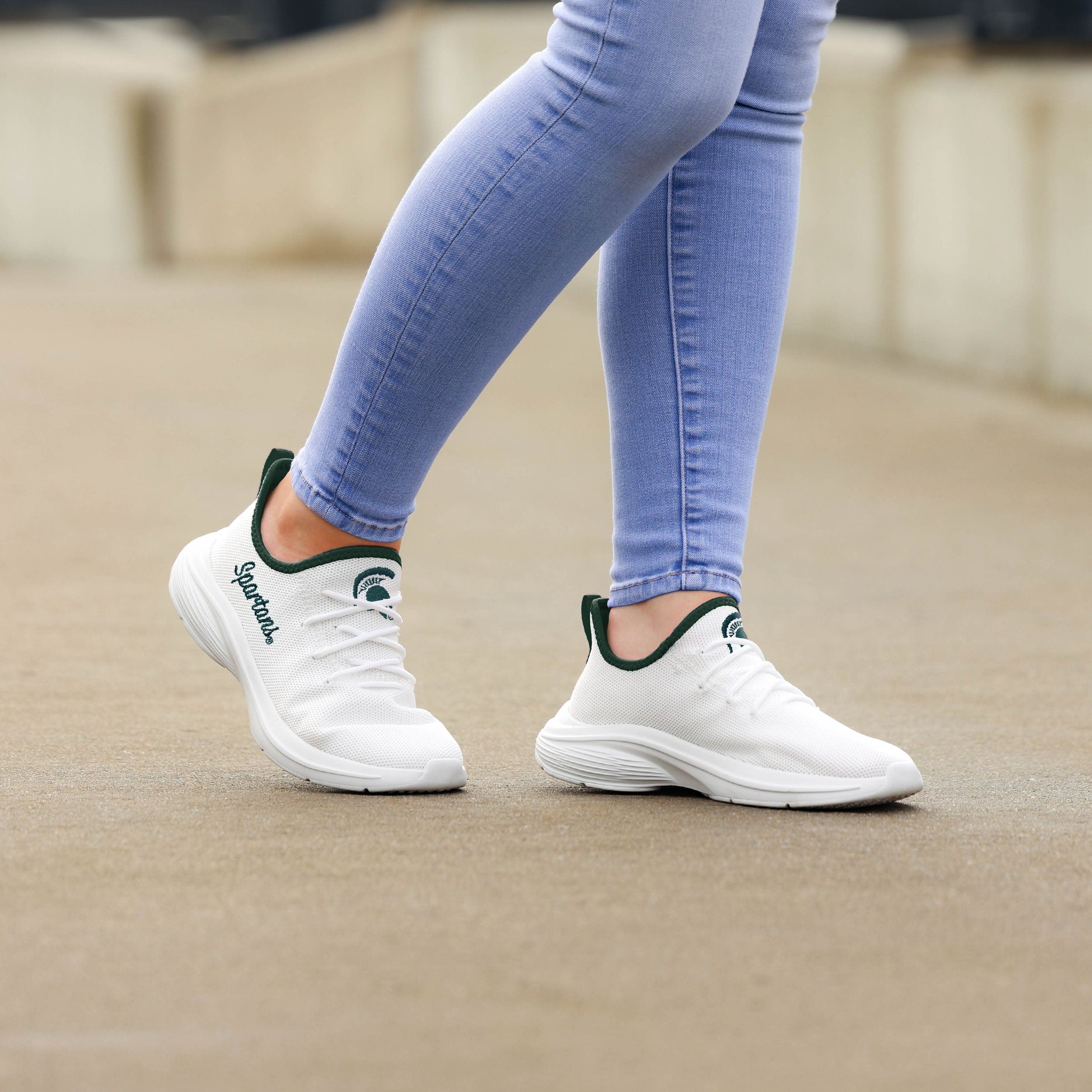 Michigan State Spartans NCAA Womens Midsole White Sneaker - Image 3