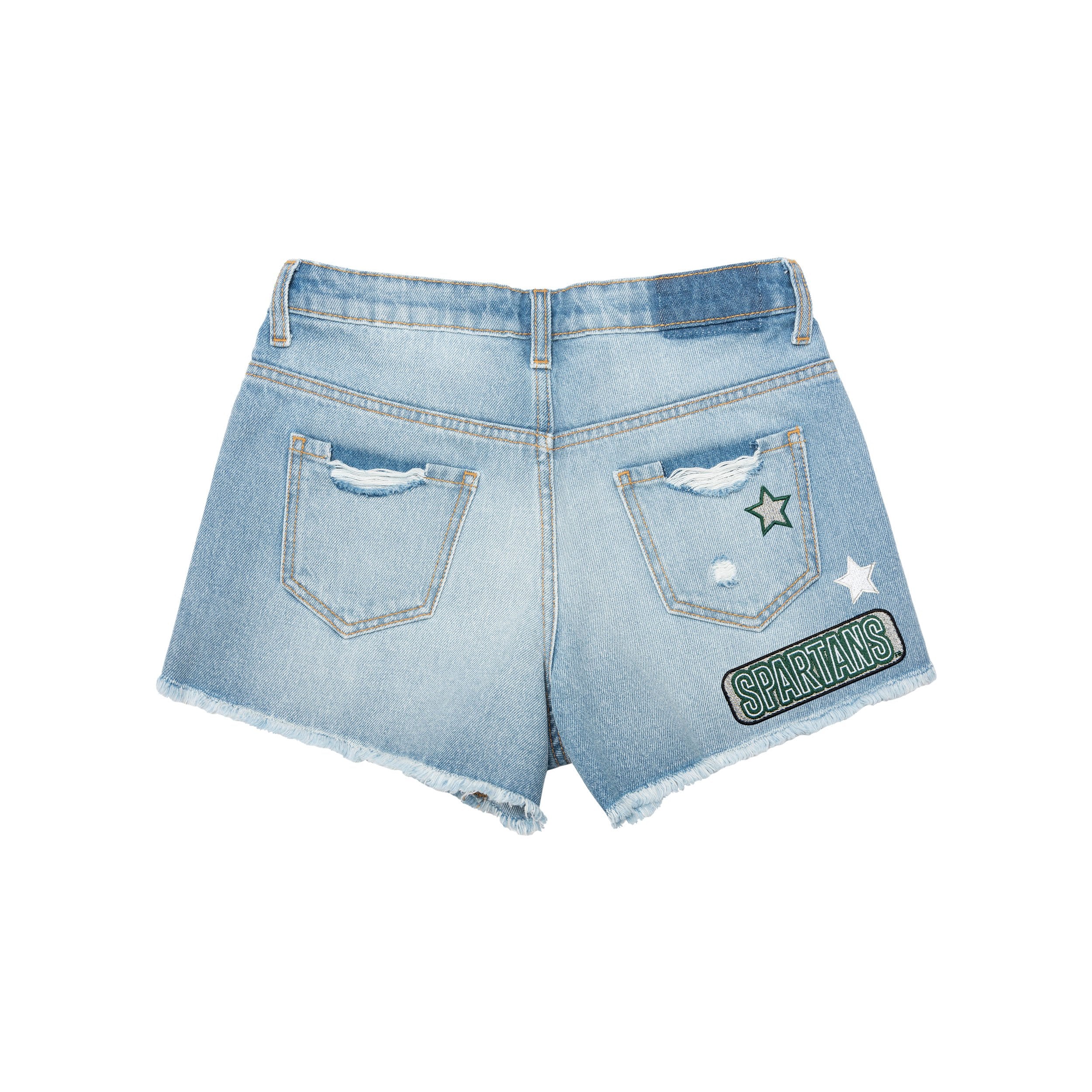 Michigan State Spartans NCAA Womens Team Logo Denim Shorts - Image 4