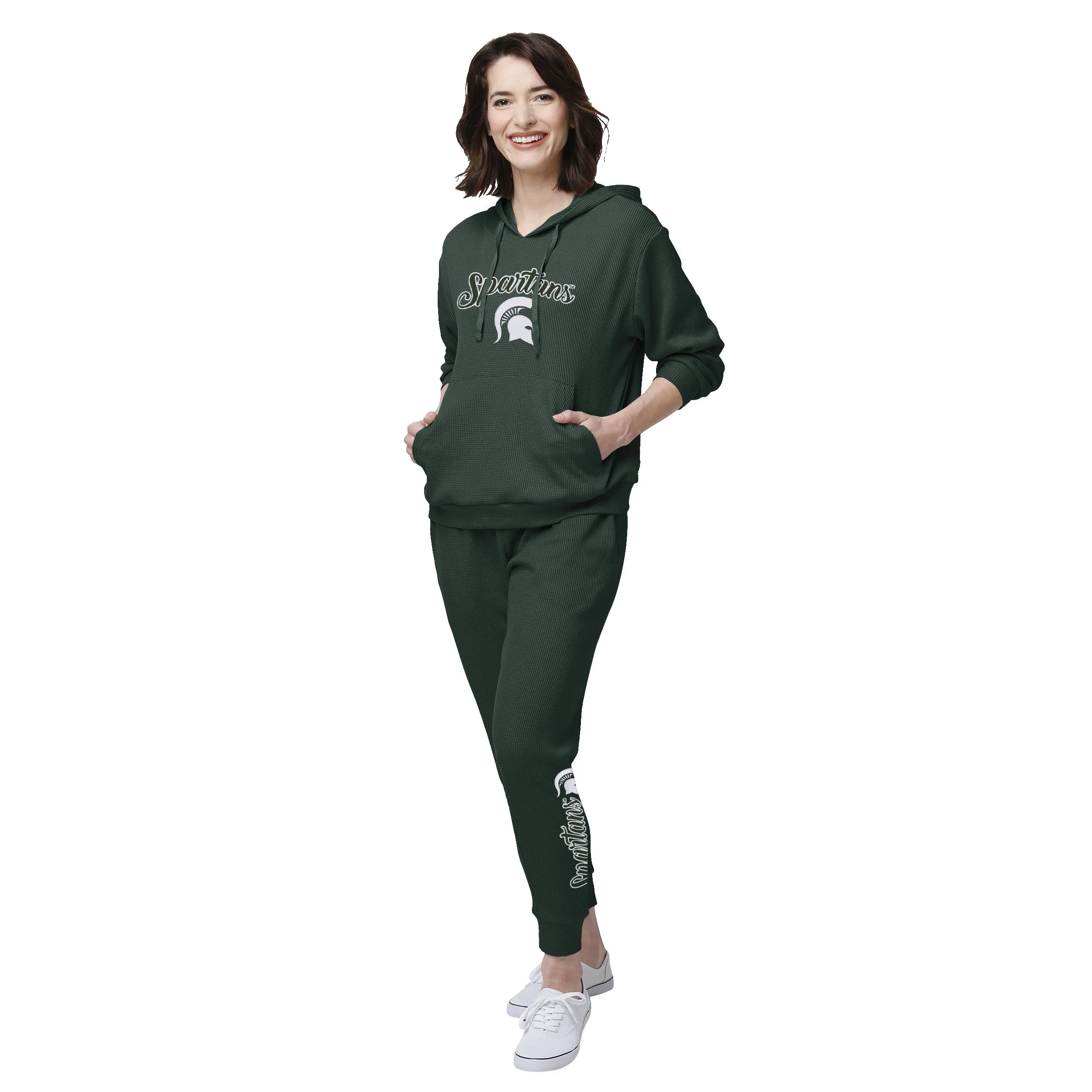 Michigan State Spartans NCAA Womens Waffle Lounge Sweater - Image 2
