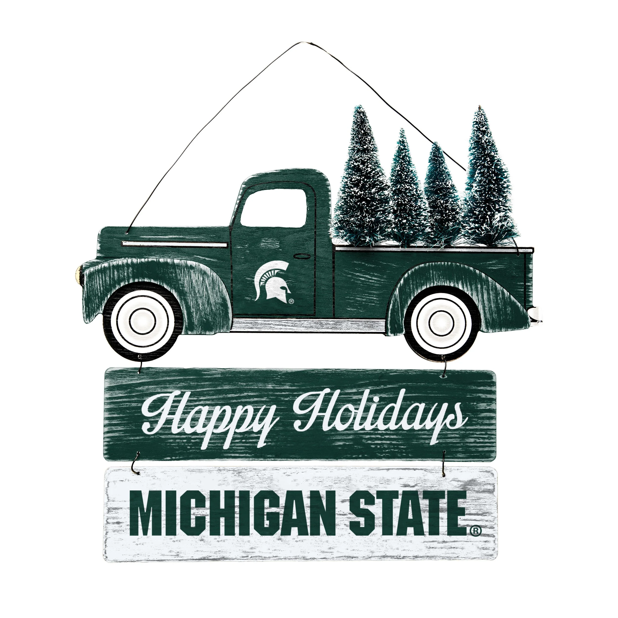Michigan State Spartans NCAA Wooden Truck With Tree Sign