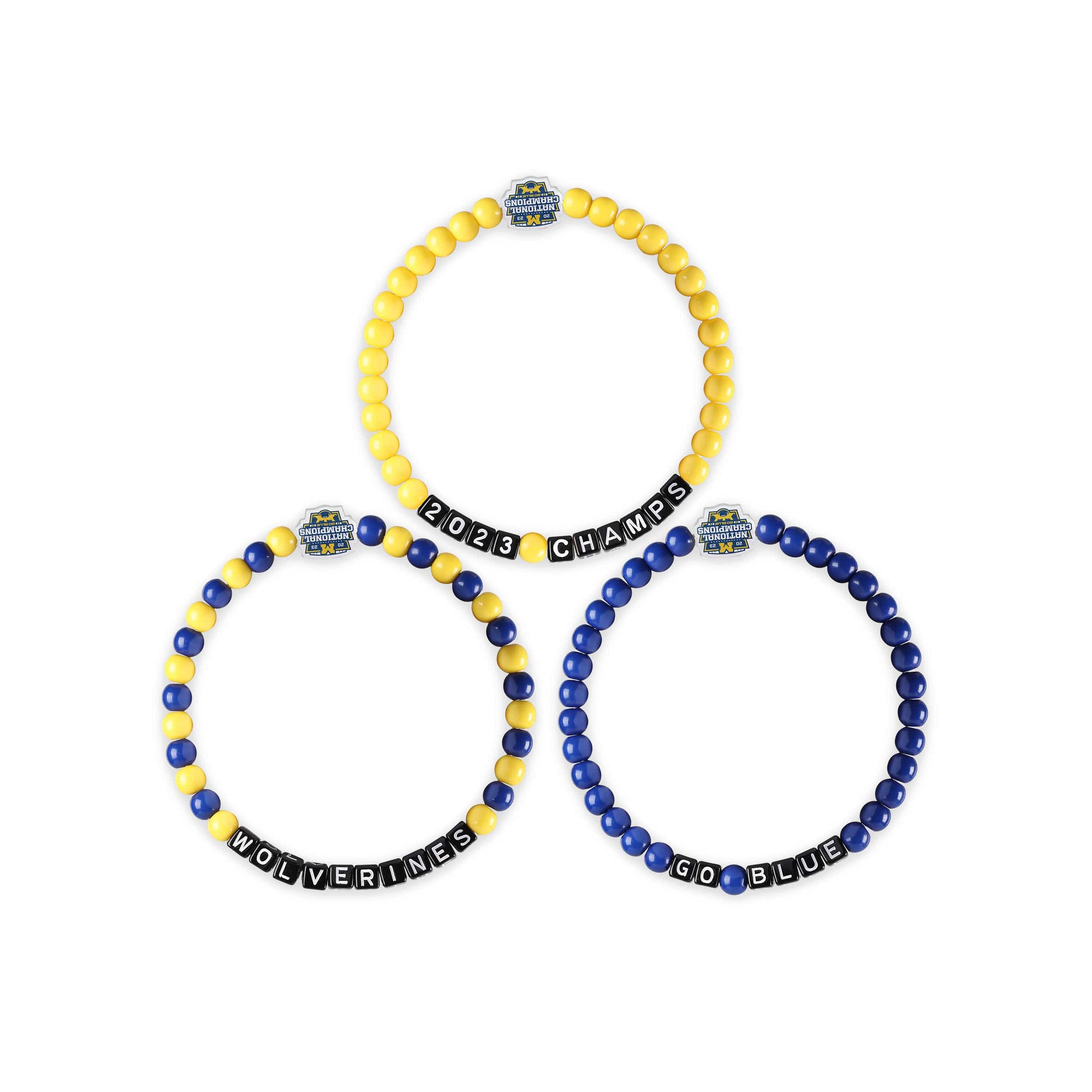 Michigan Wolverines NCAA 2023 Football National Champions 3 Pack Beaded Friendship Bracelet - Image 3