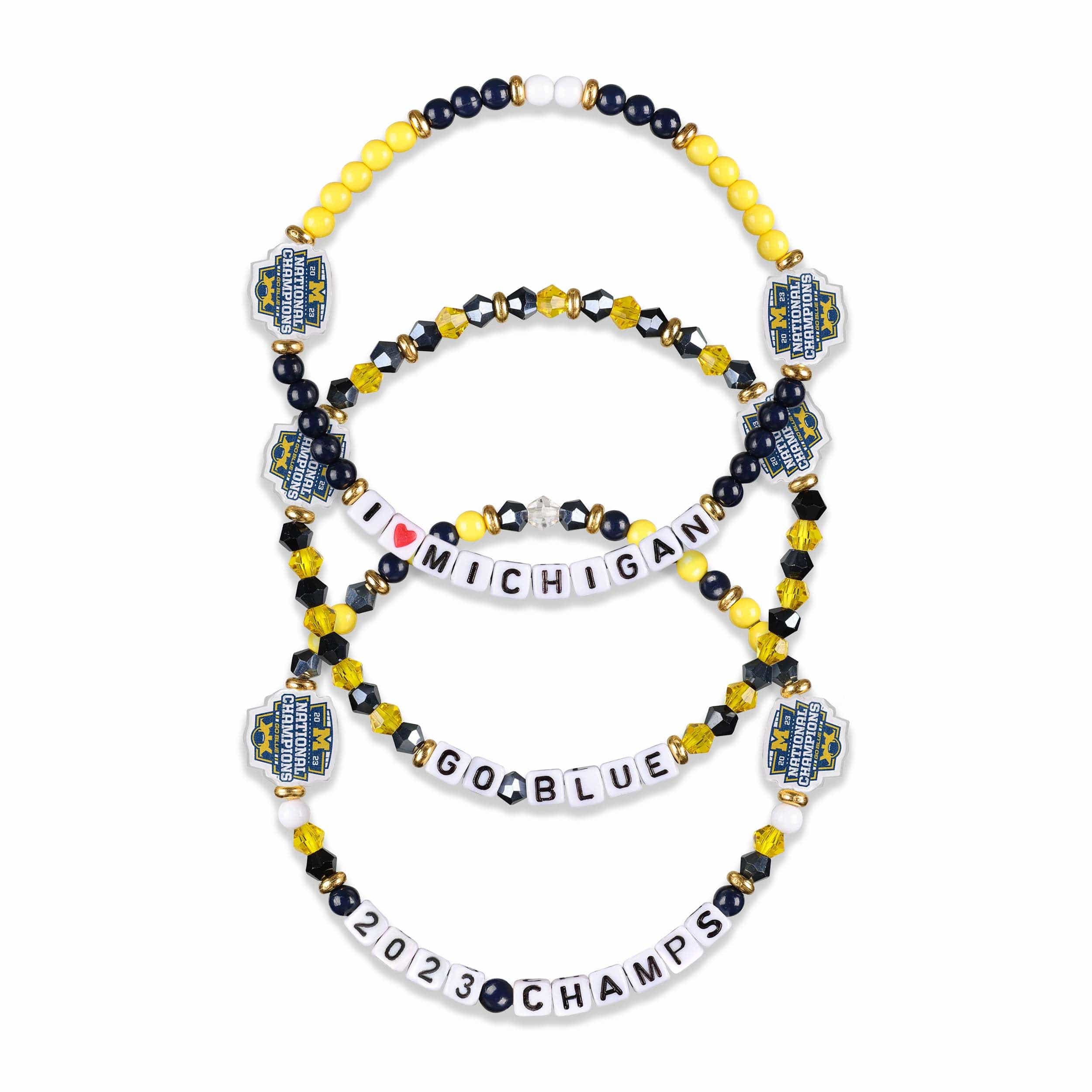 Michigan Wolverines NCAA 2023 Football National Champions 3 Pack Friendship Bracelet