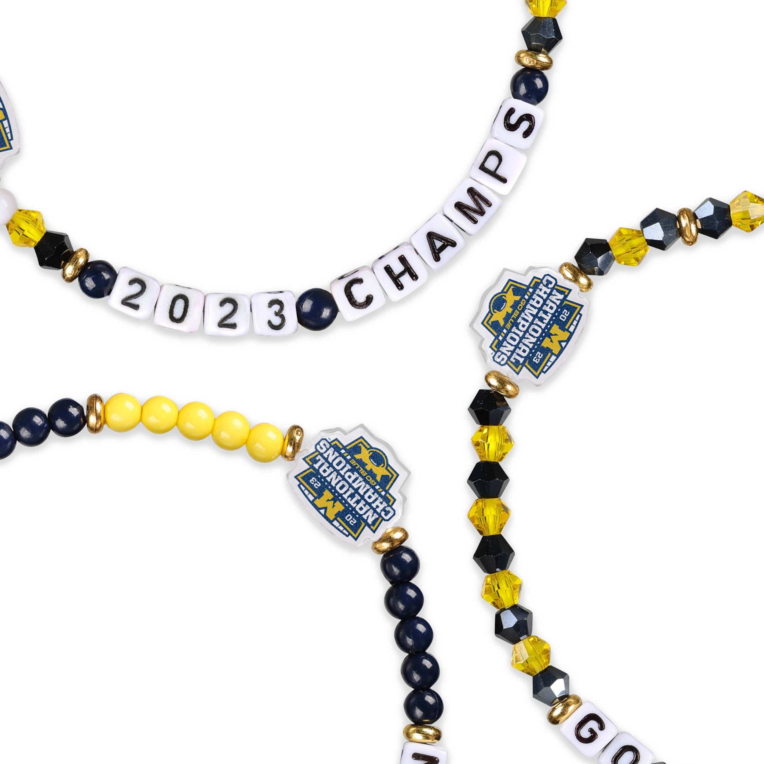 Michigan Wolverines NCAA 2023 Football National Champions 3 Pack Friendship Bracelet - Image 2