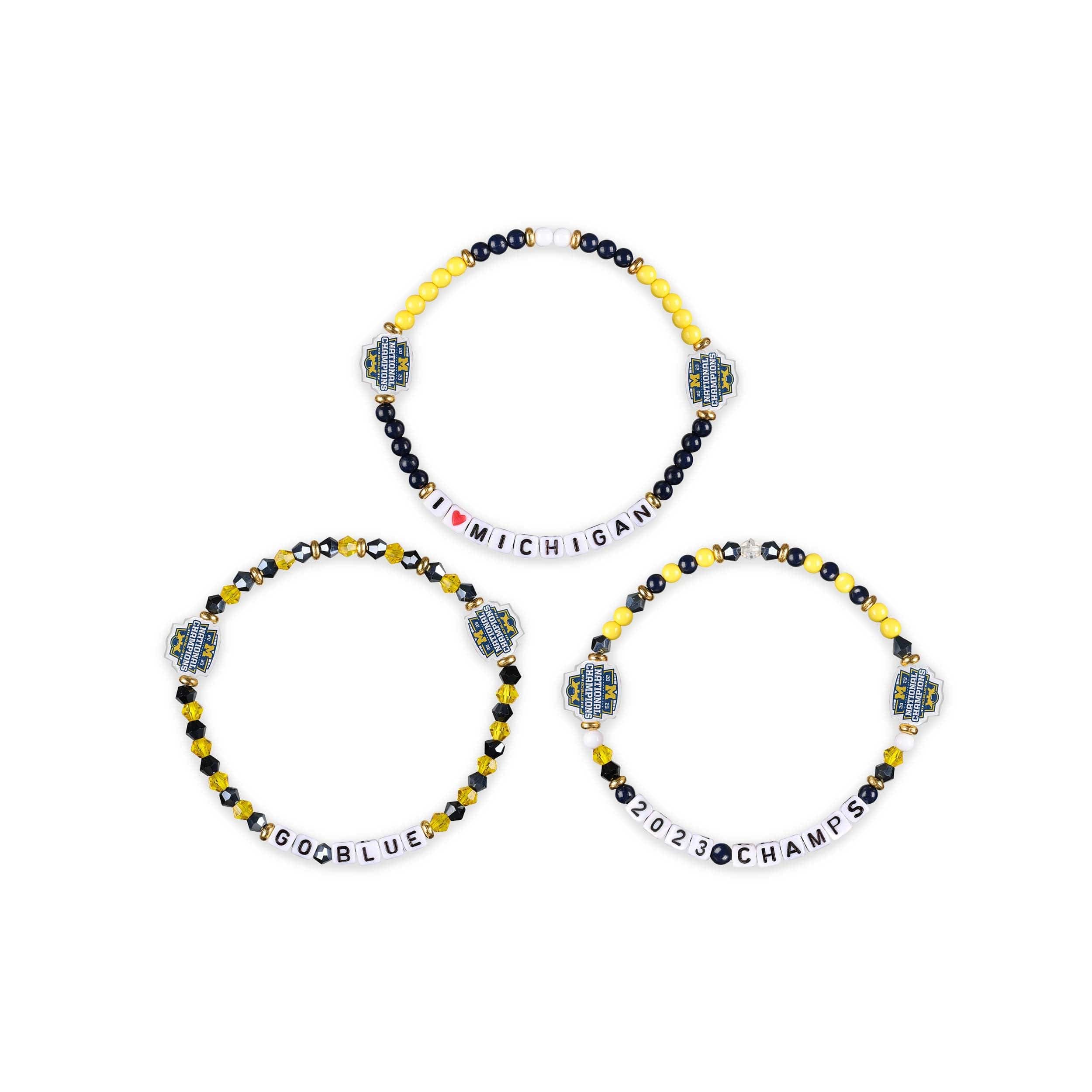 Michigan Wolverines NCAA 2023 Football National Champions 3 Pack Friendship Bracelet - Image 3