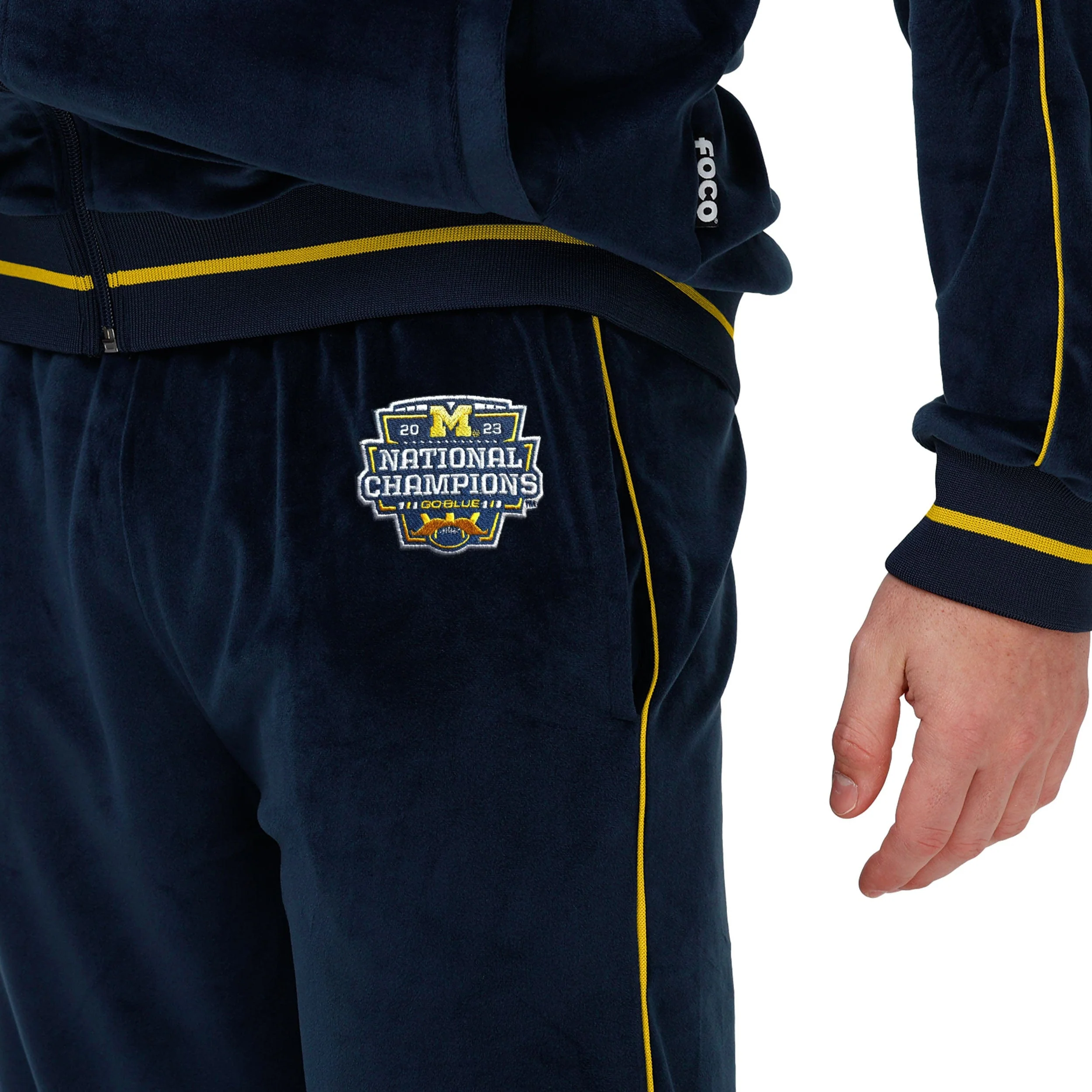 Michigan Wolverines NCAA 2023 Football National Champions Mens Velour Pants - Image 3