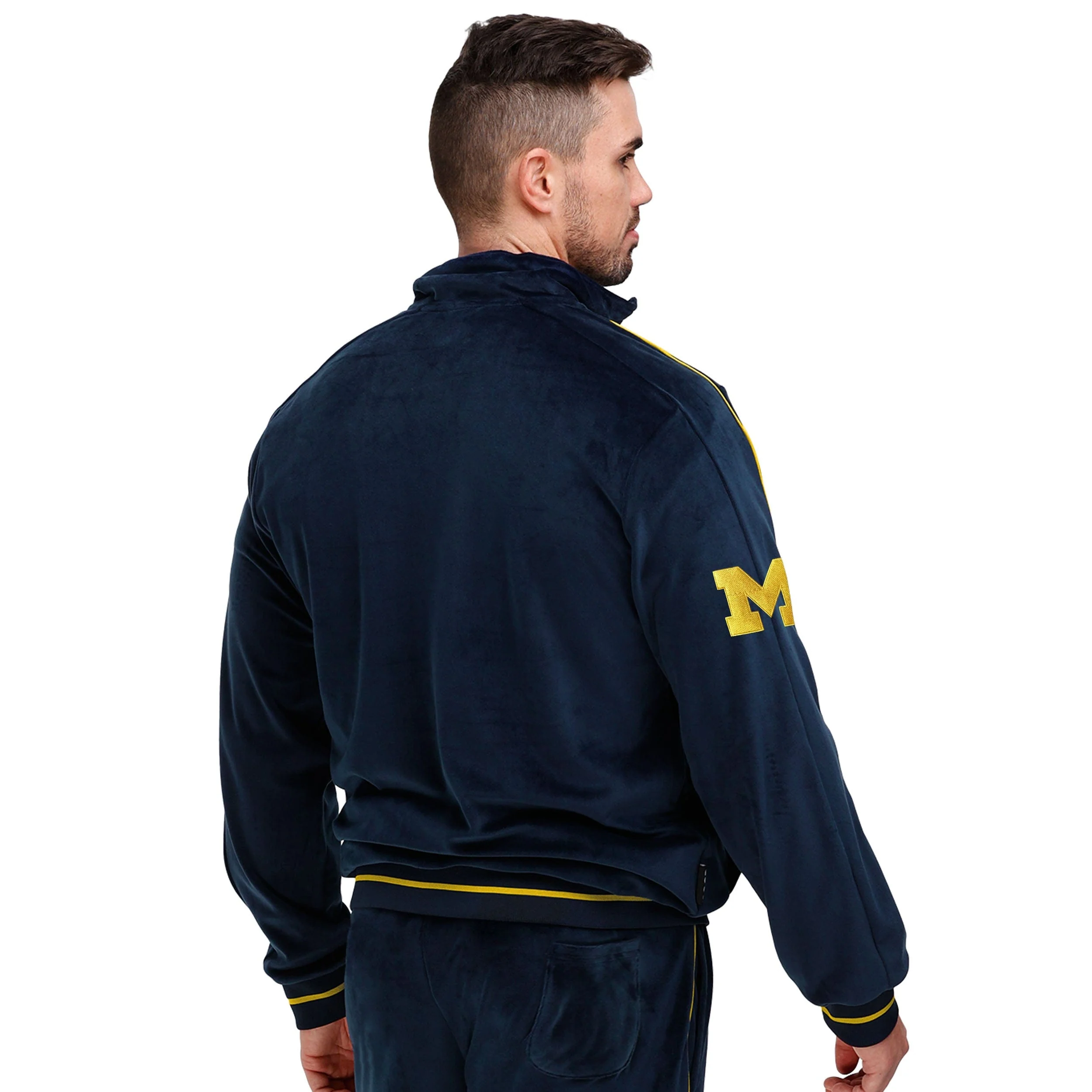 Michigan Wolverines NCAA 2023 Football National Champions Mens Velour Zip Up Top - Image 2