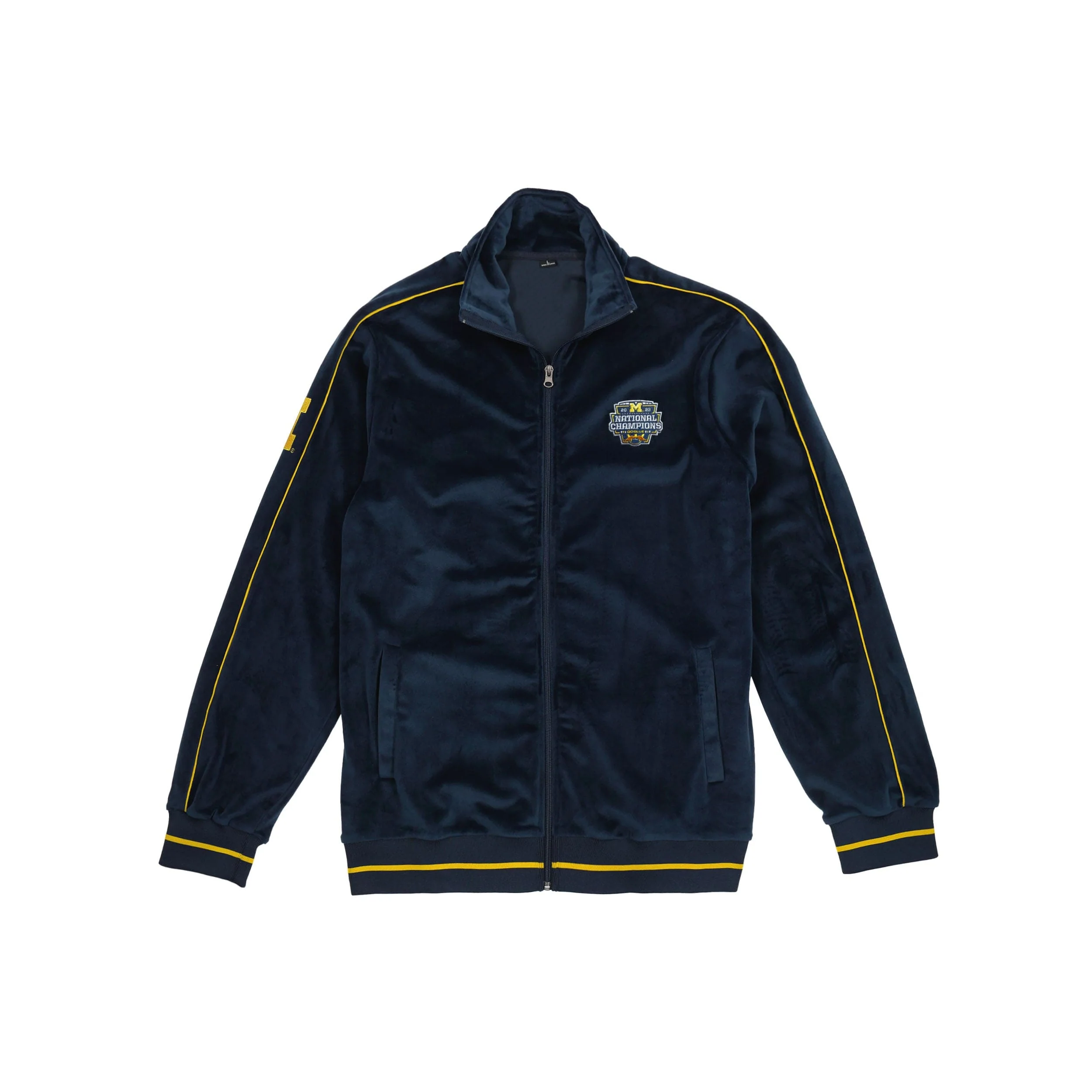 Michigan Wolverines NCAA 2023 Football National Champions Mens Velour Zip Up Top - Image 6