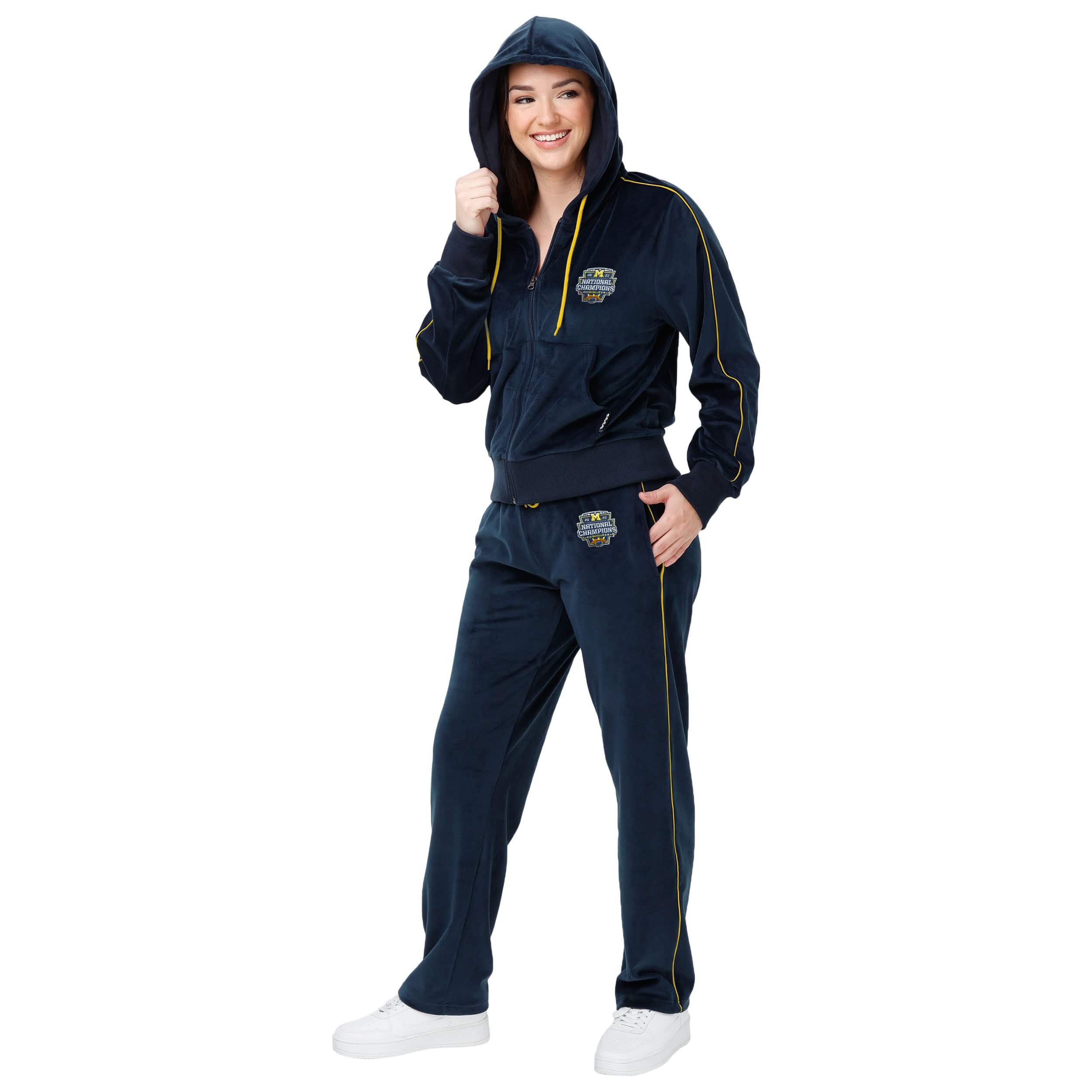 Michigan Wolverines NCAA 2023 Football National Champions Womens Velour Pants - Image 5