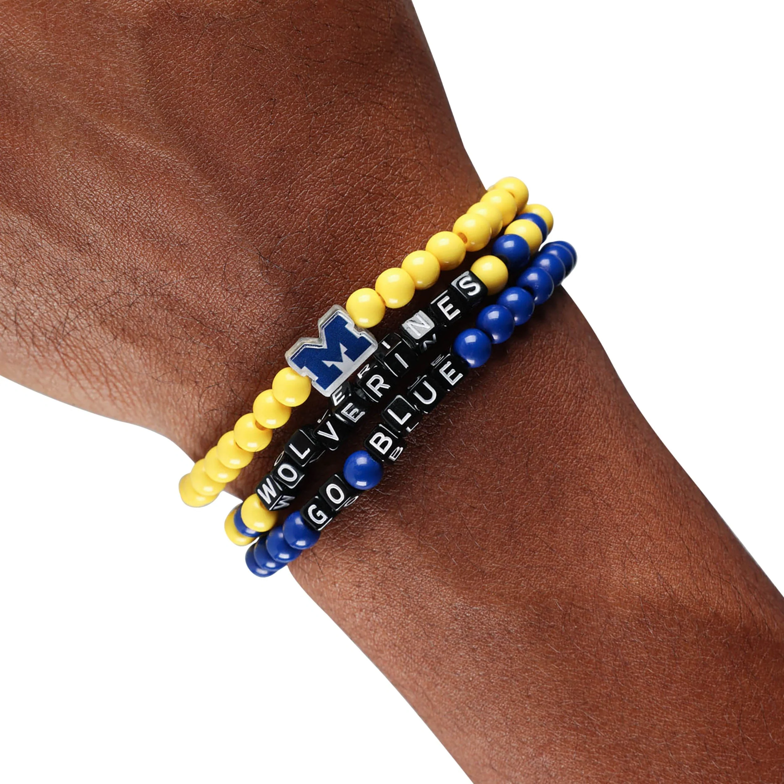 Michigan Wolverines NCAA 3 Pack Beaded Friendship Bracelet - Image 4