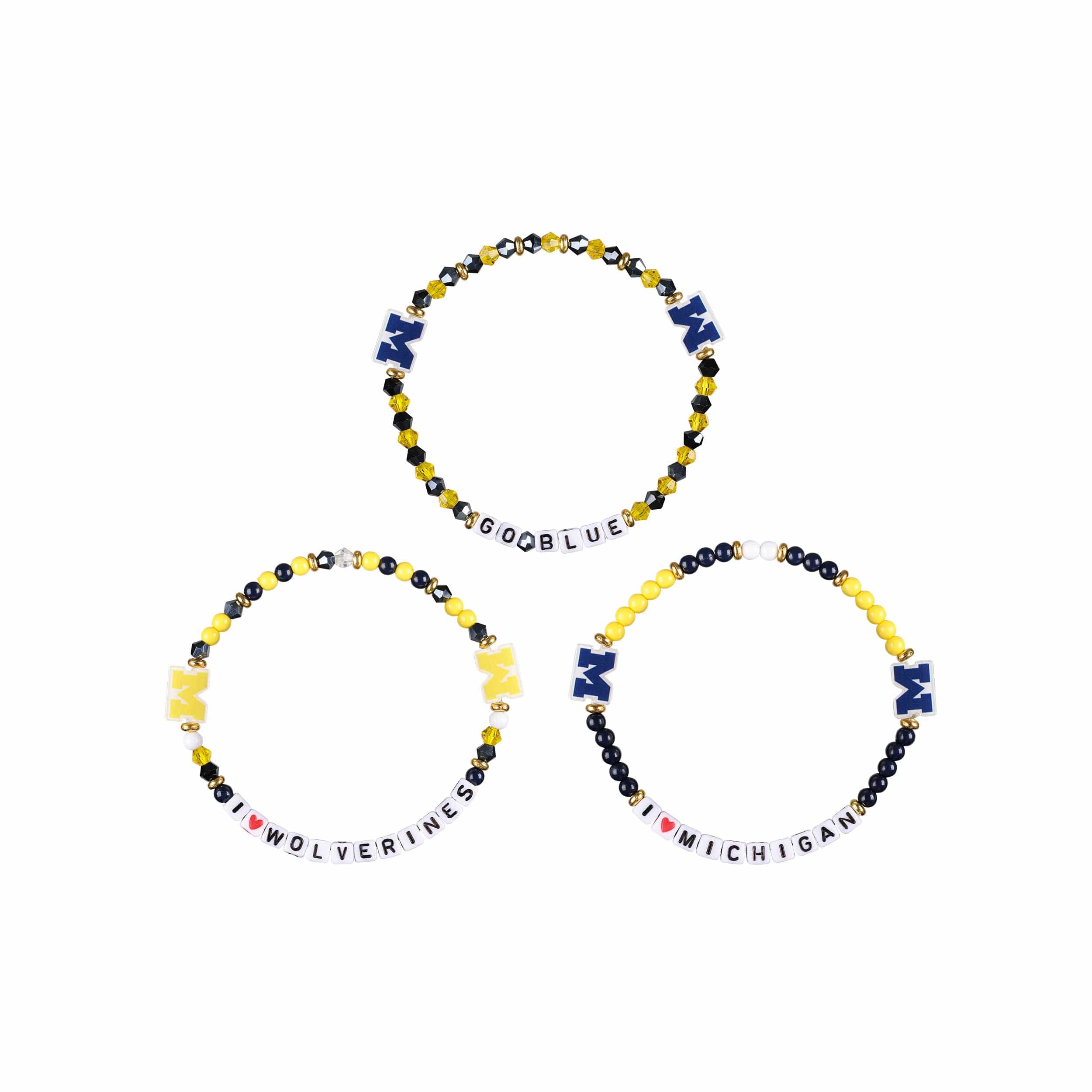 Michigan Wolverines NCAA 3 Pack Friendship Bracelet - Image 3