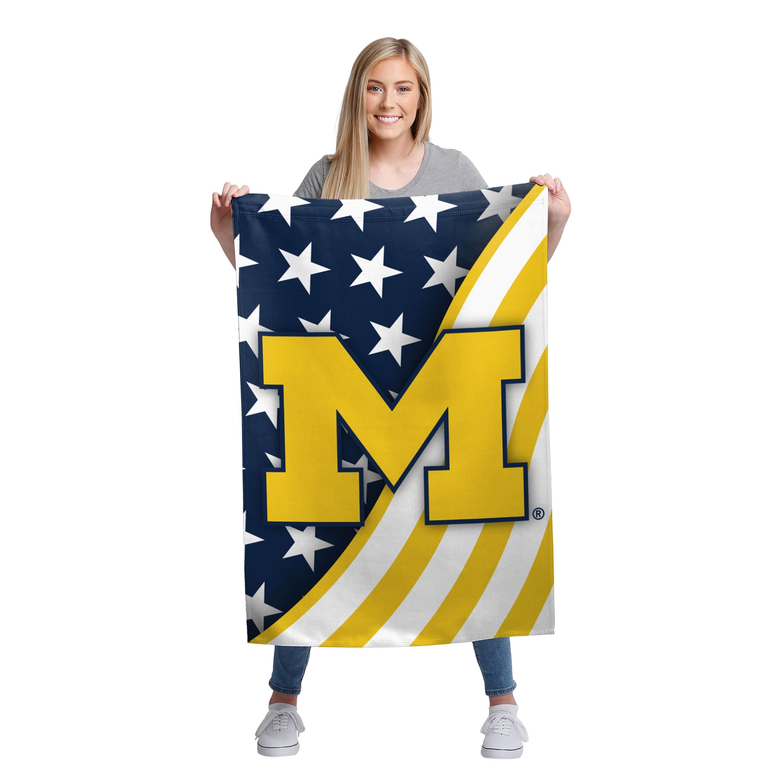 Michigan Wolverines NCAA Americana Vertical Flag - Image 2