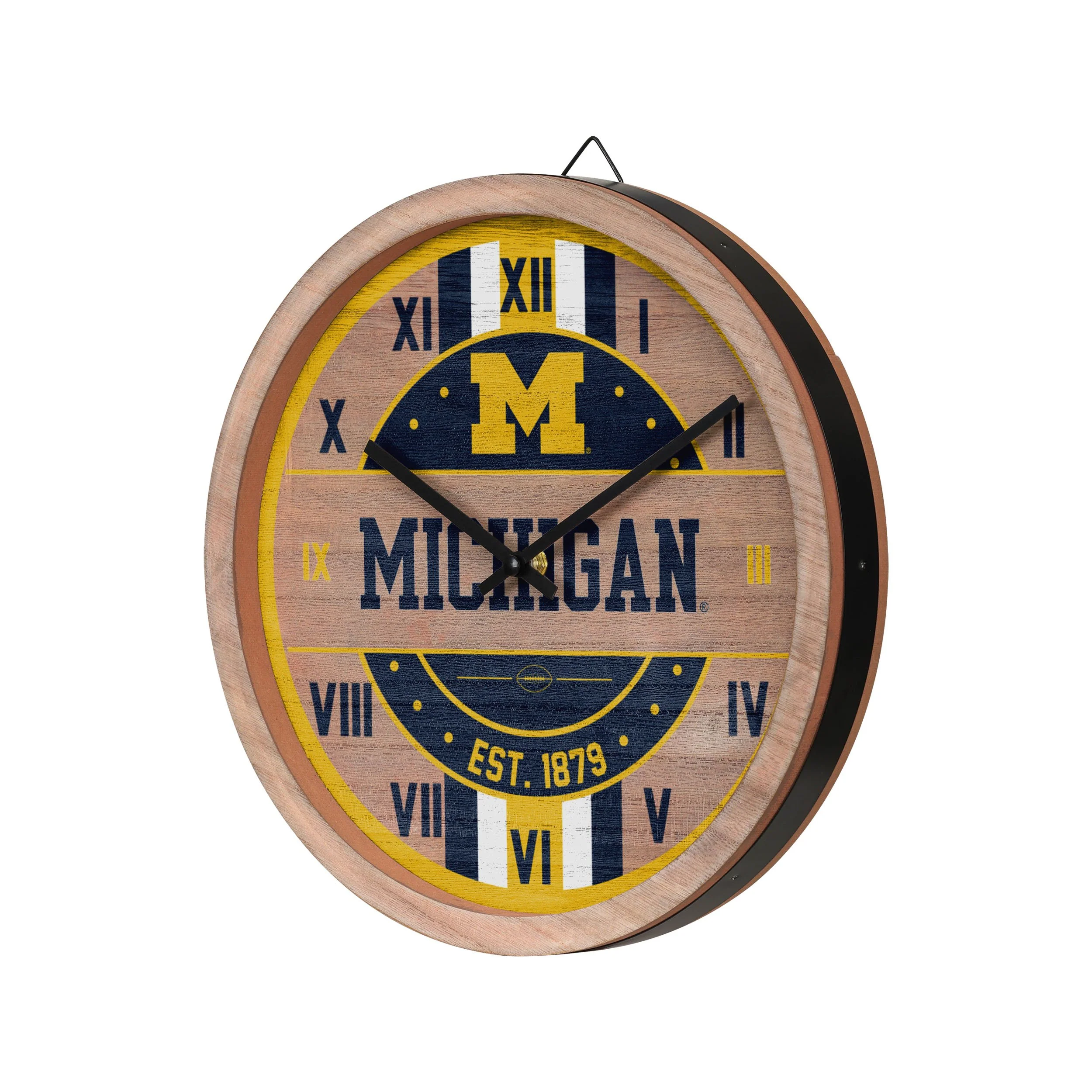 Michigan Wolverines NCAA Barrel Wall Clock - Image 2