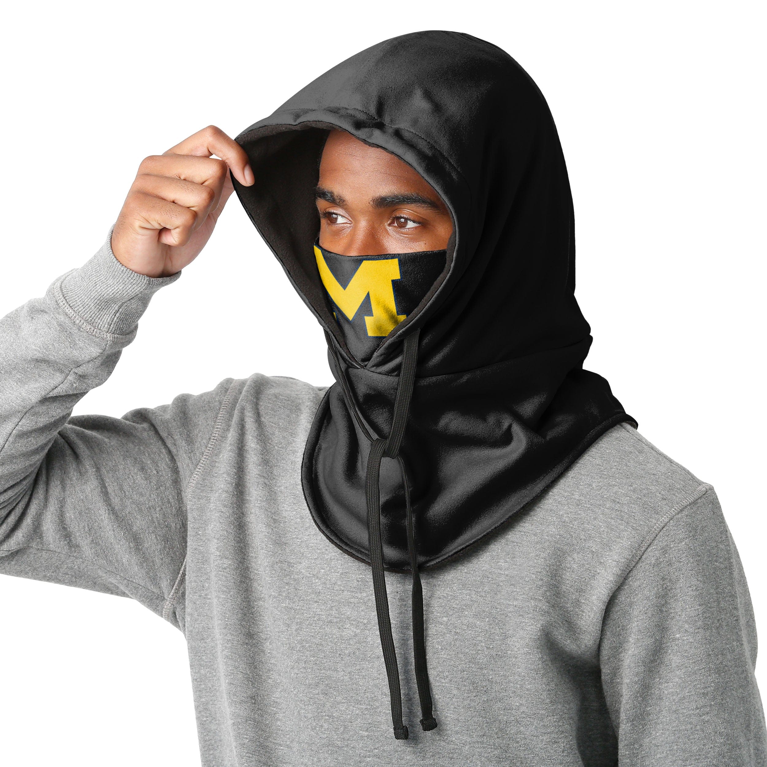 Michigan Wolverines NCAA Black Drawstring Hooded Gaiter - Image 3