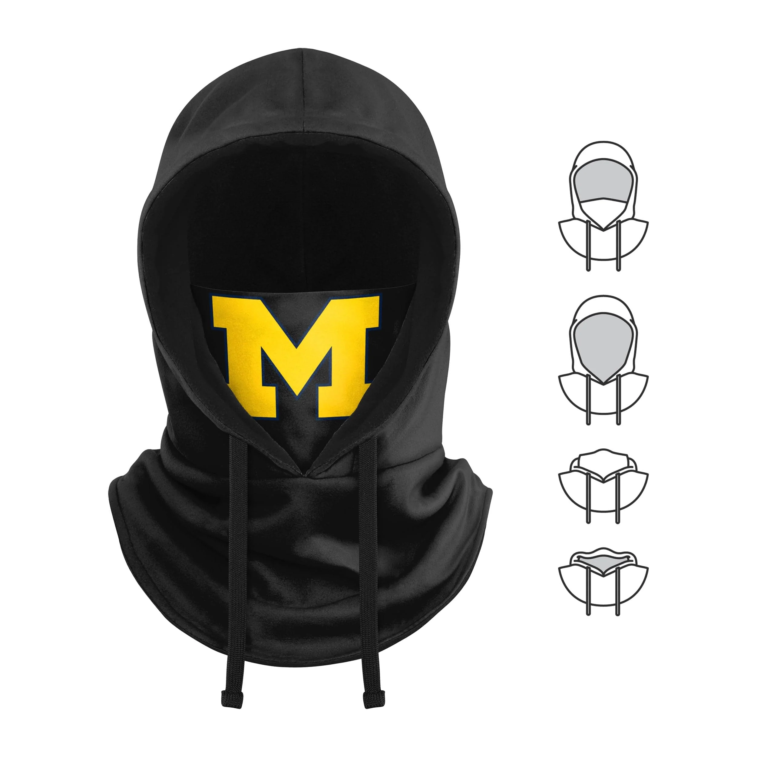 Michigan Wolverines NCAA Black Drawstring Hooded Gaiter - Image 5